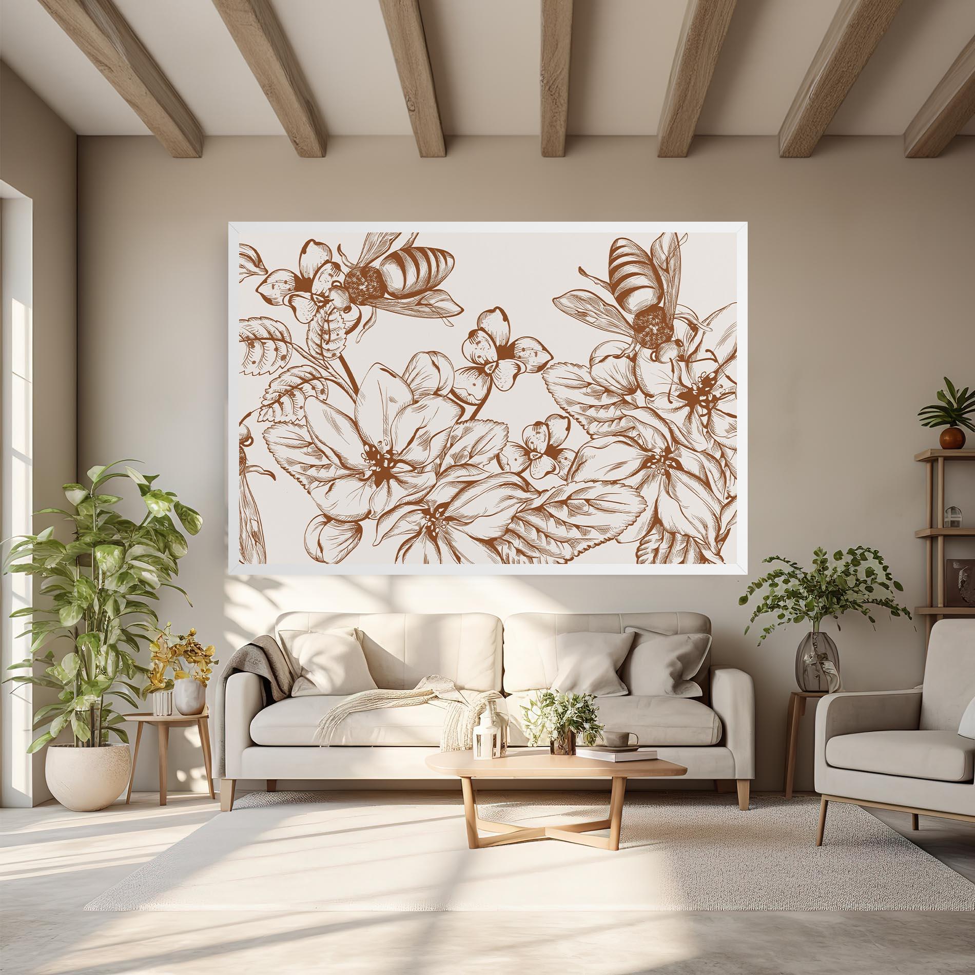 Leinwandbild Bee Flower Line mockup 6