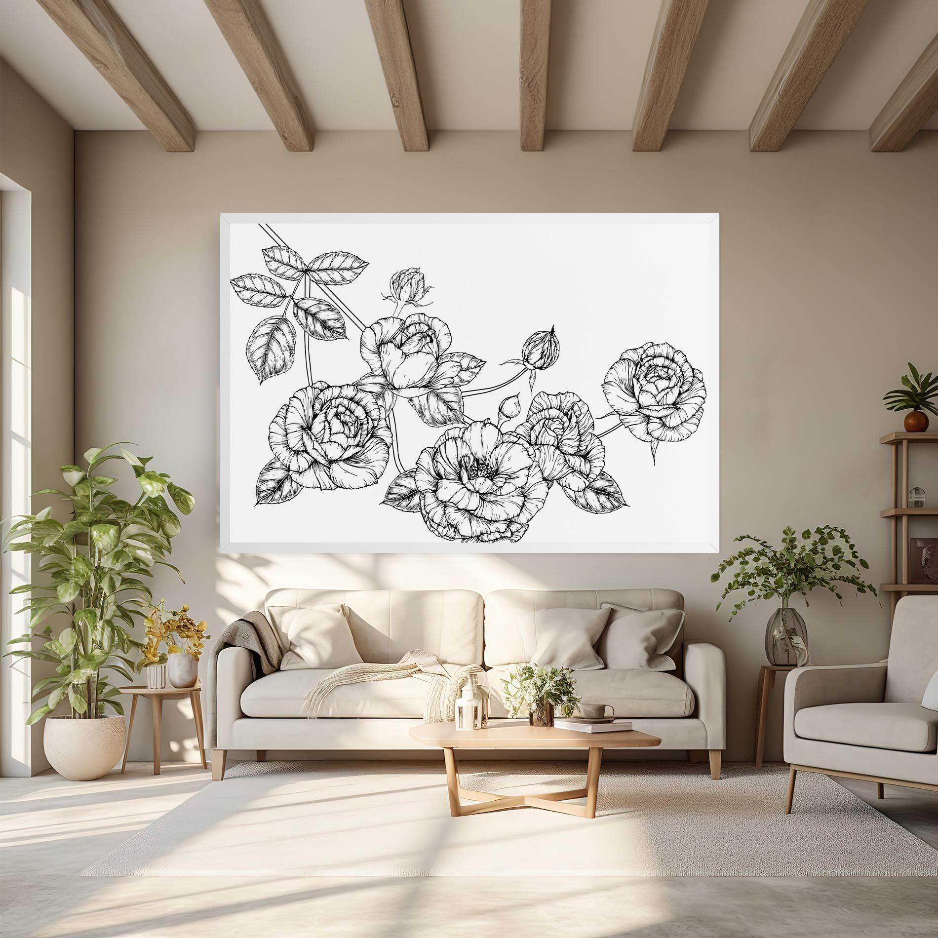 Leinwandbild Big Roses Line mockup 6