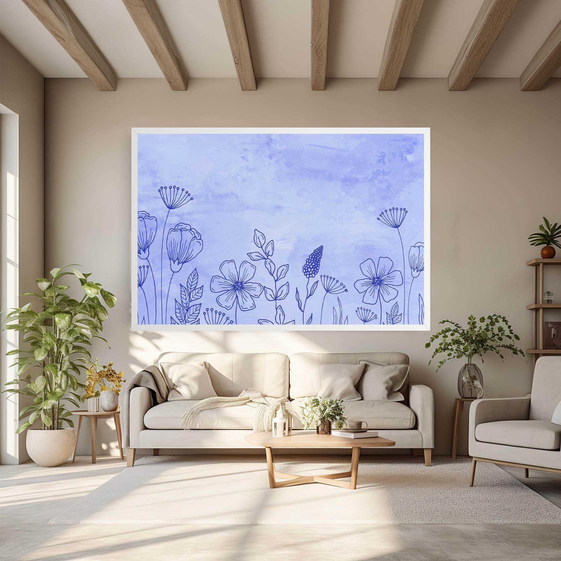 Leinwandbild Blue Line Plant mockup 6