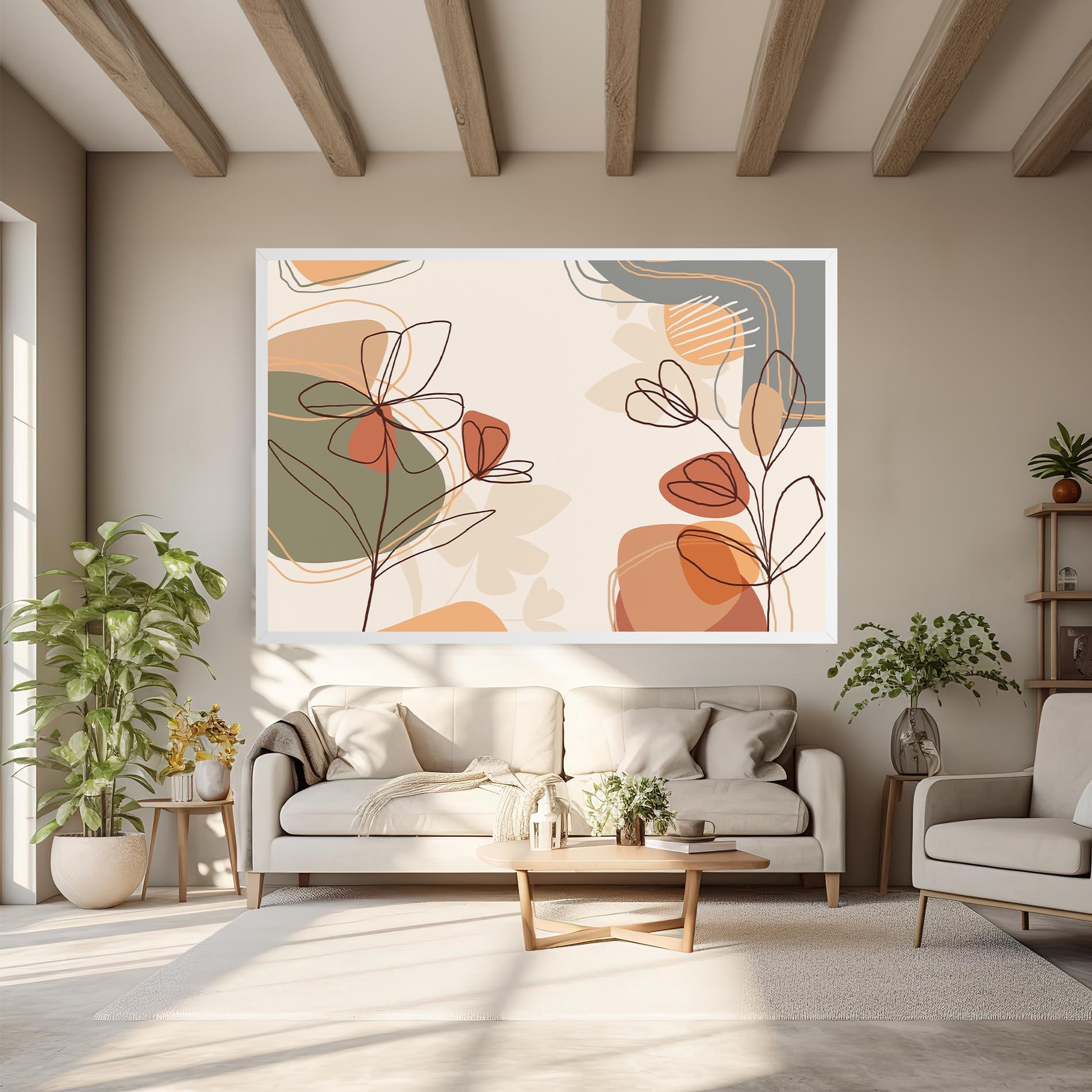 Leinwandbild Brown Line Plants mockup 6