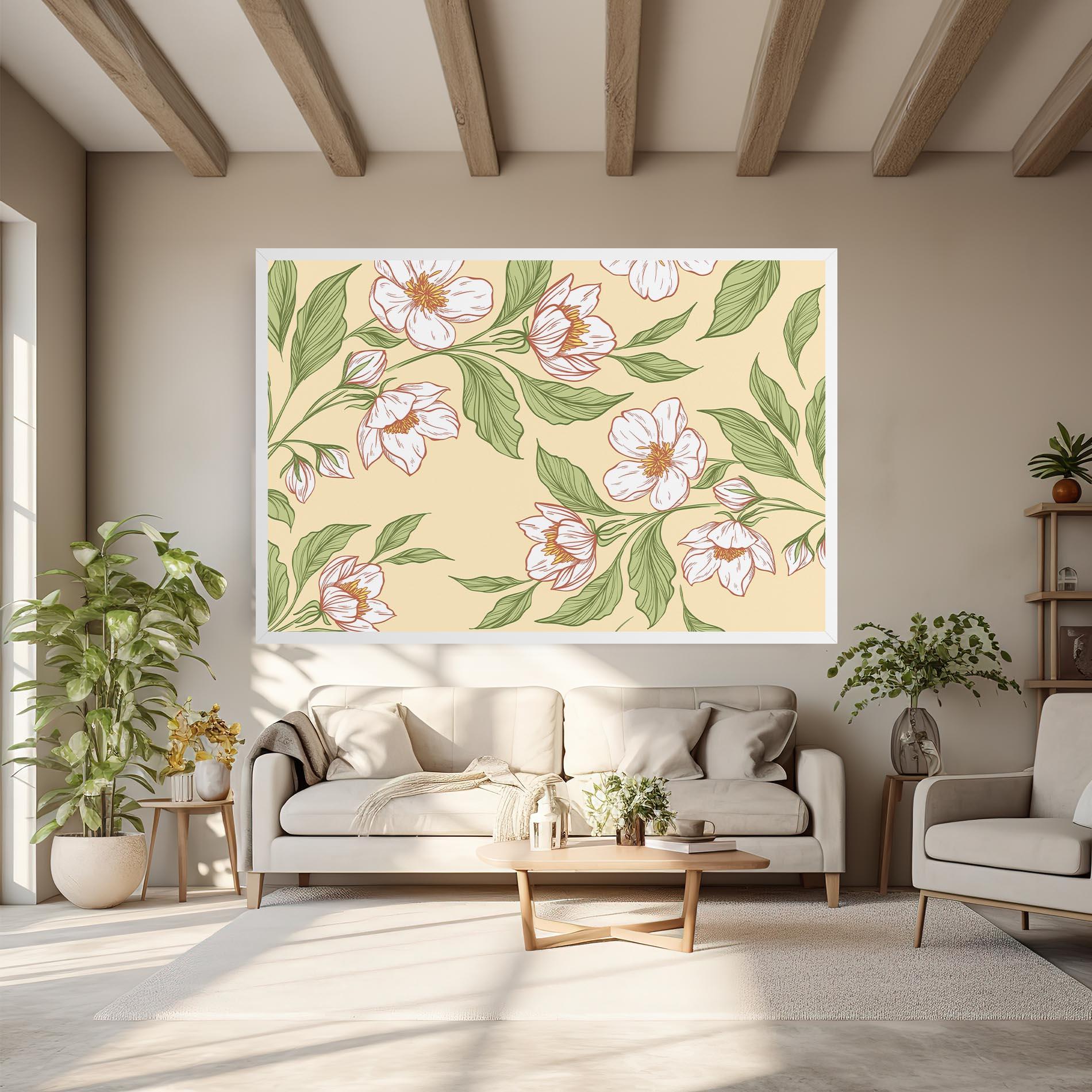 Leinwandbild Cream Flower White mockup 6