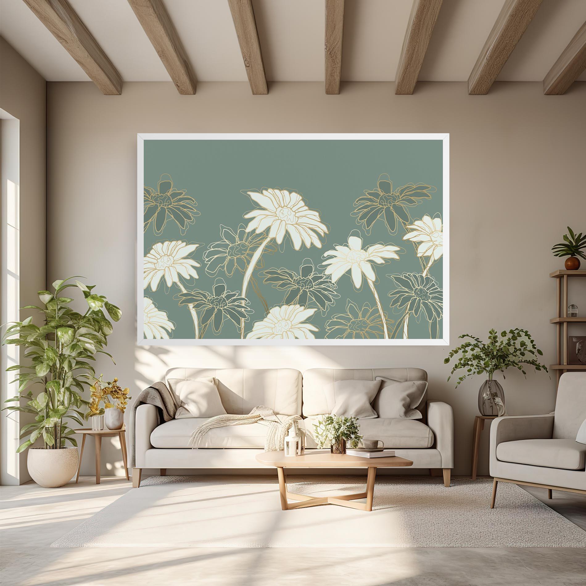 Leinwandbild Gold Green Line mockup 6