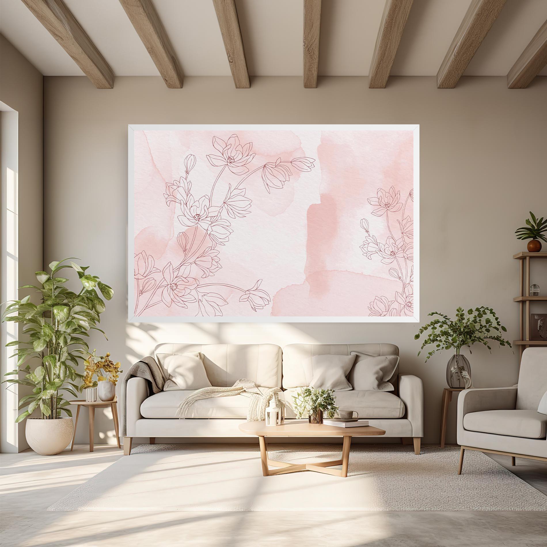 Leinwandbild Pink Flower Line mockup 6