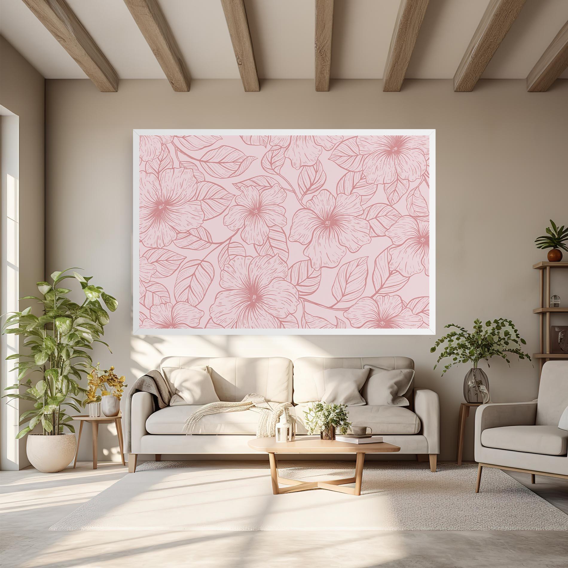 Leinwandbild Pink Line Flower mockup 6