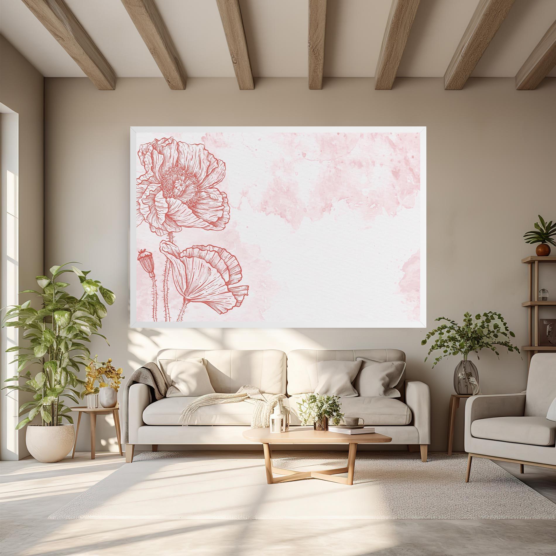 Leinwandbild Red Poppy Line mockup 6