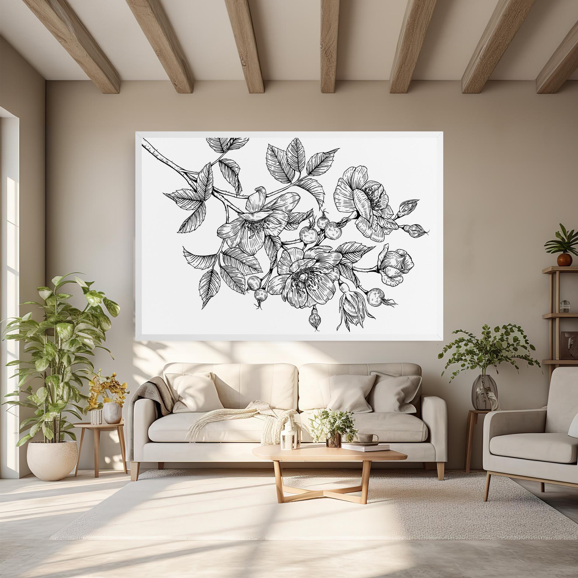 Leinwandbild Rose Black Line mockup 6