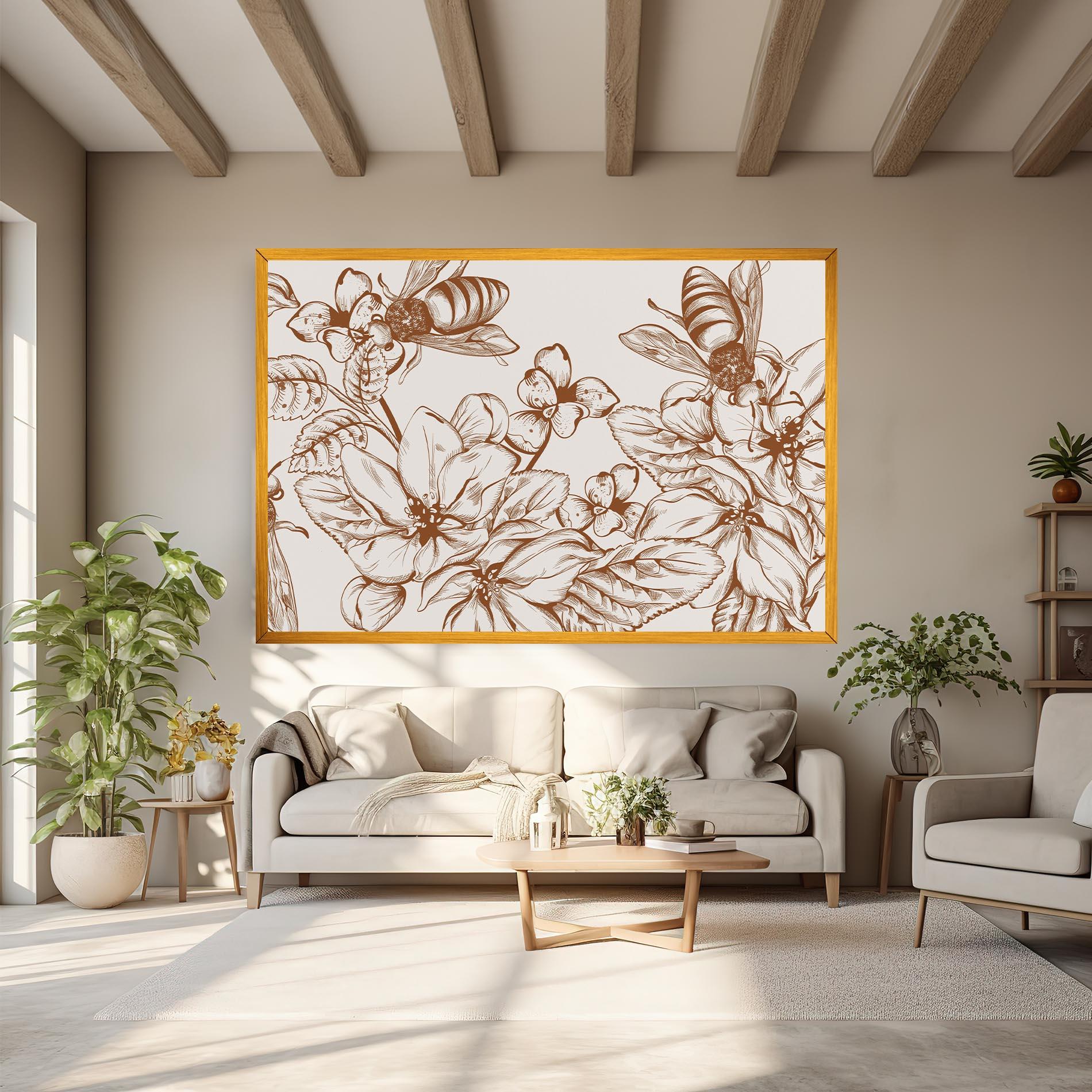 Leinwandbild Bee Flower Line mockup 6