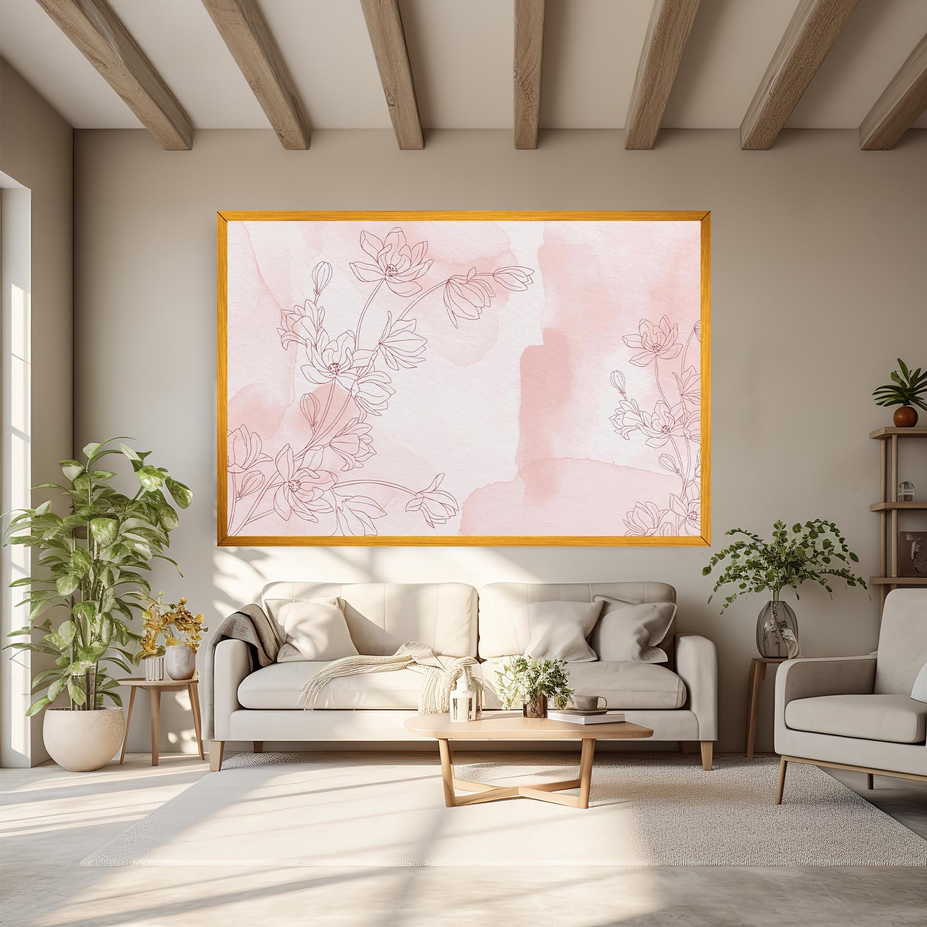 Leinwandbild Pink Flower Line mockup 6