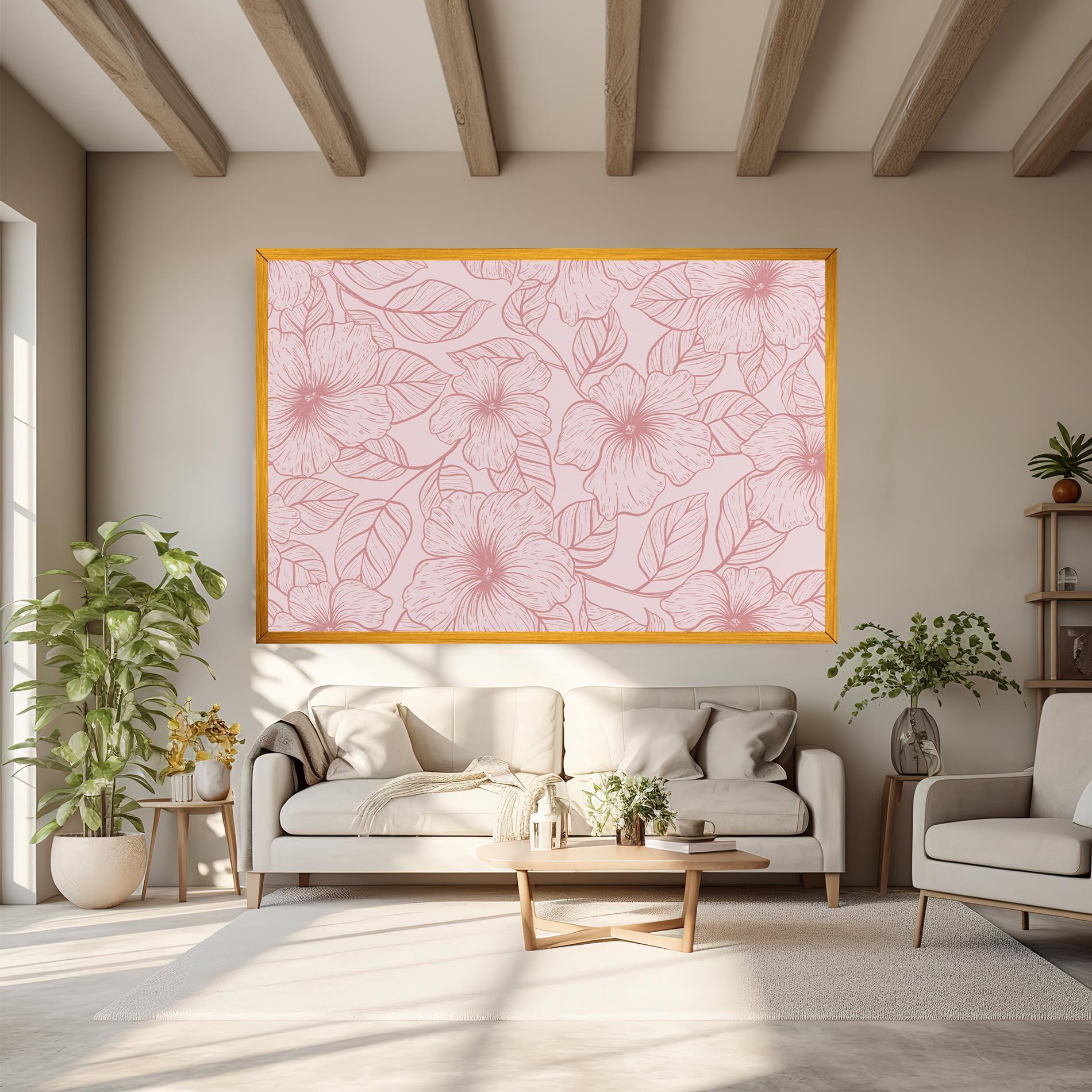 Leinwandbild Pink Line Flower mockup 6