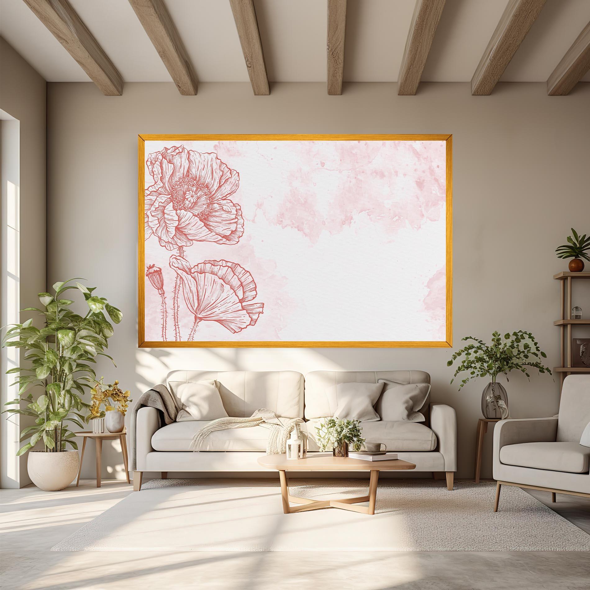 Leinwandbild Red Poppy Line mockup 6