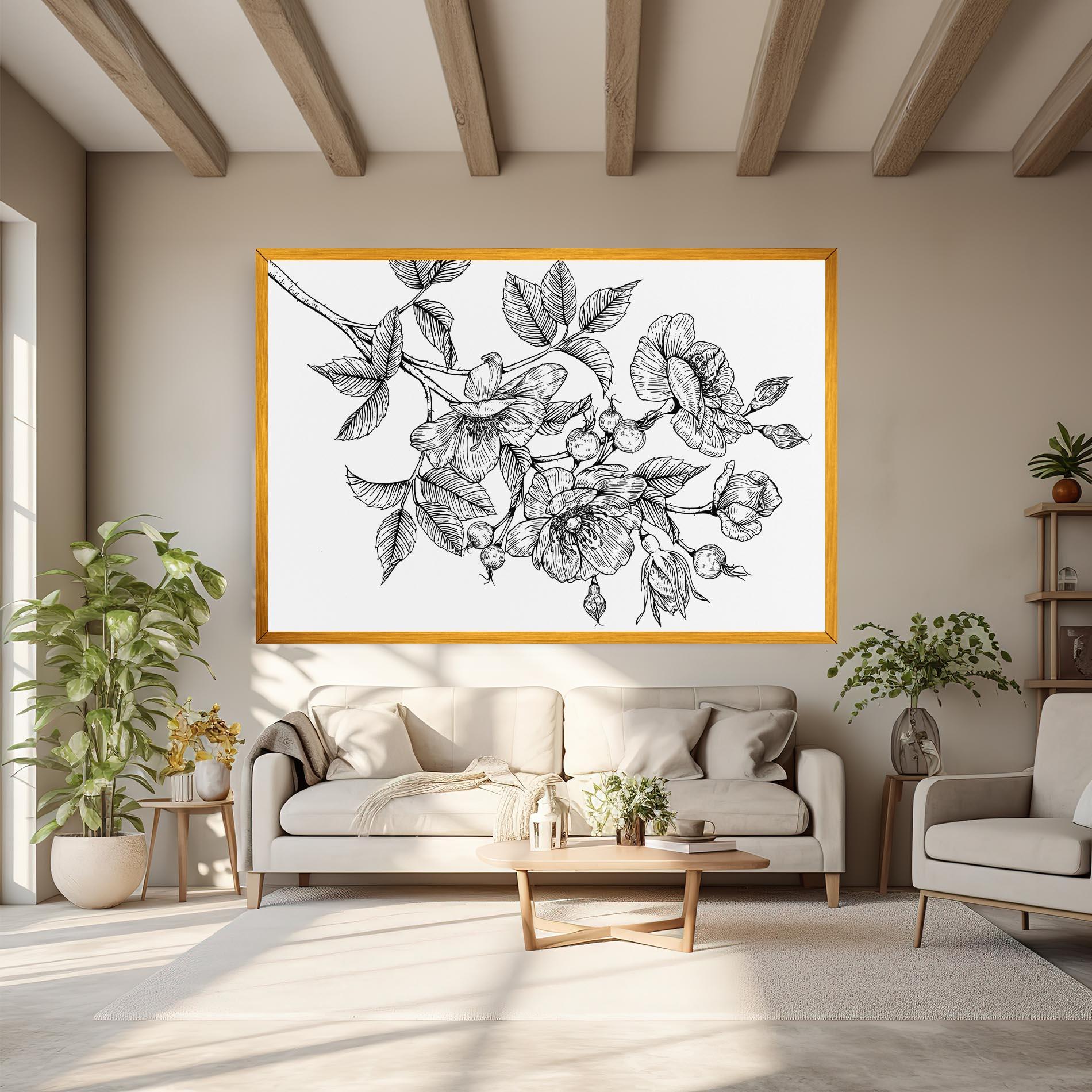 Leinwandbild Rose Black Line mockup 6