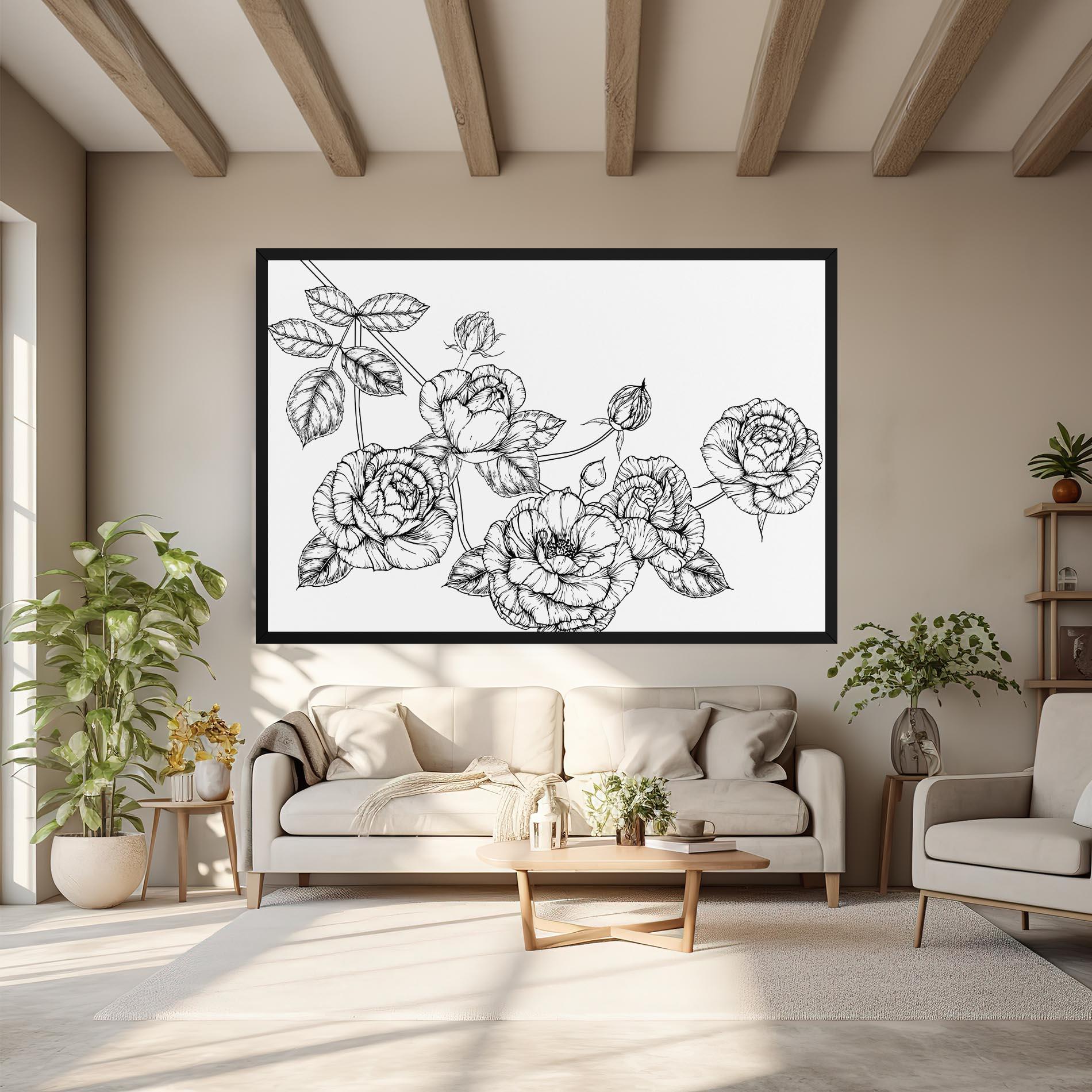 Leinwandbild Big Roses Line mockup 6