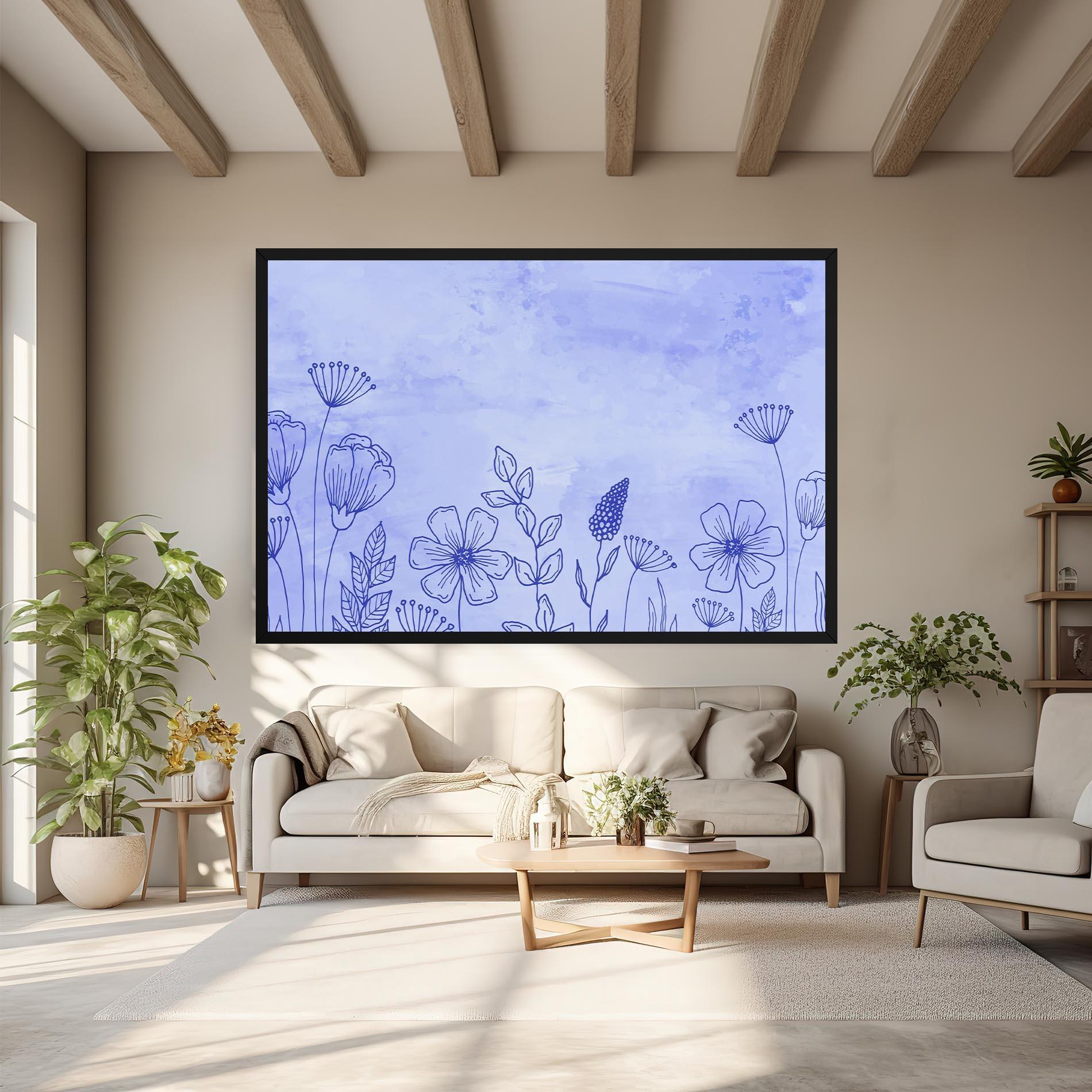 Leinwandbild Blue Line Plant mockup 6