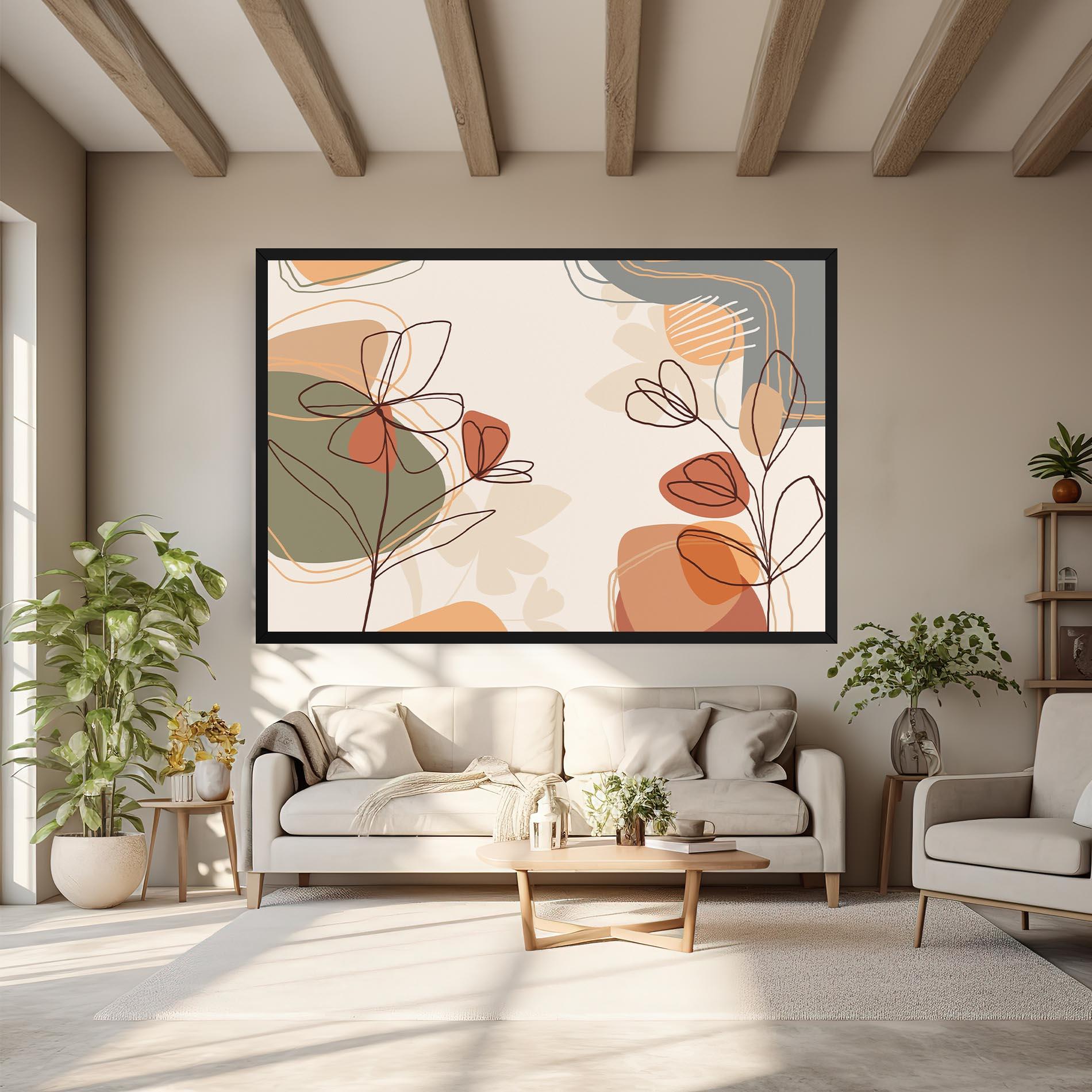 Leinwandbild Brown Line Plants mockup 6