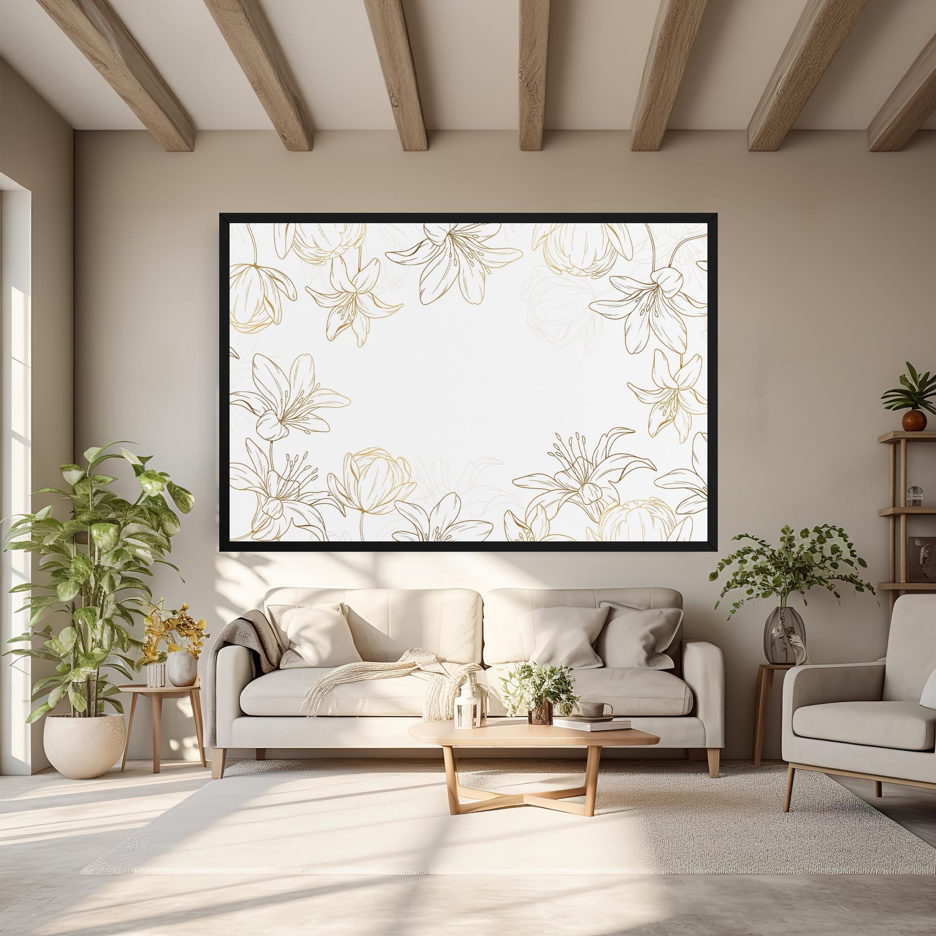 Leinwandbild Gold Line Flower mockup 6