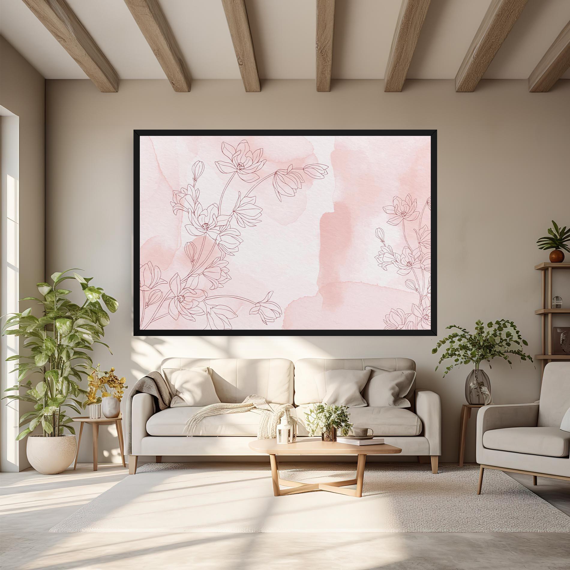 Leinwandbild Pink Flower Line mockup 6
