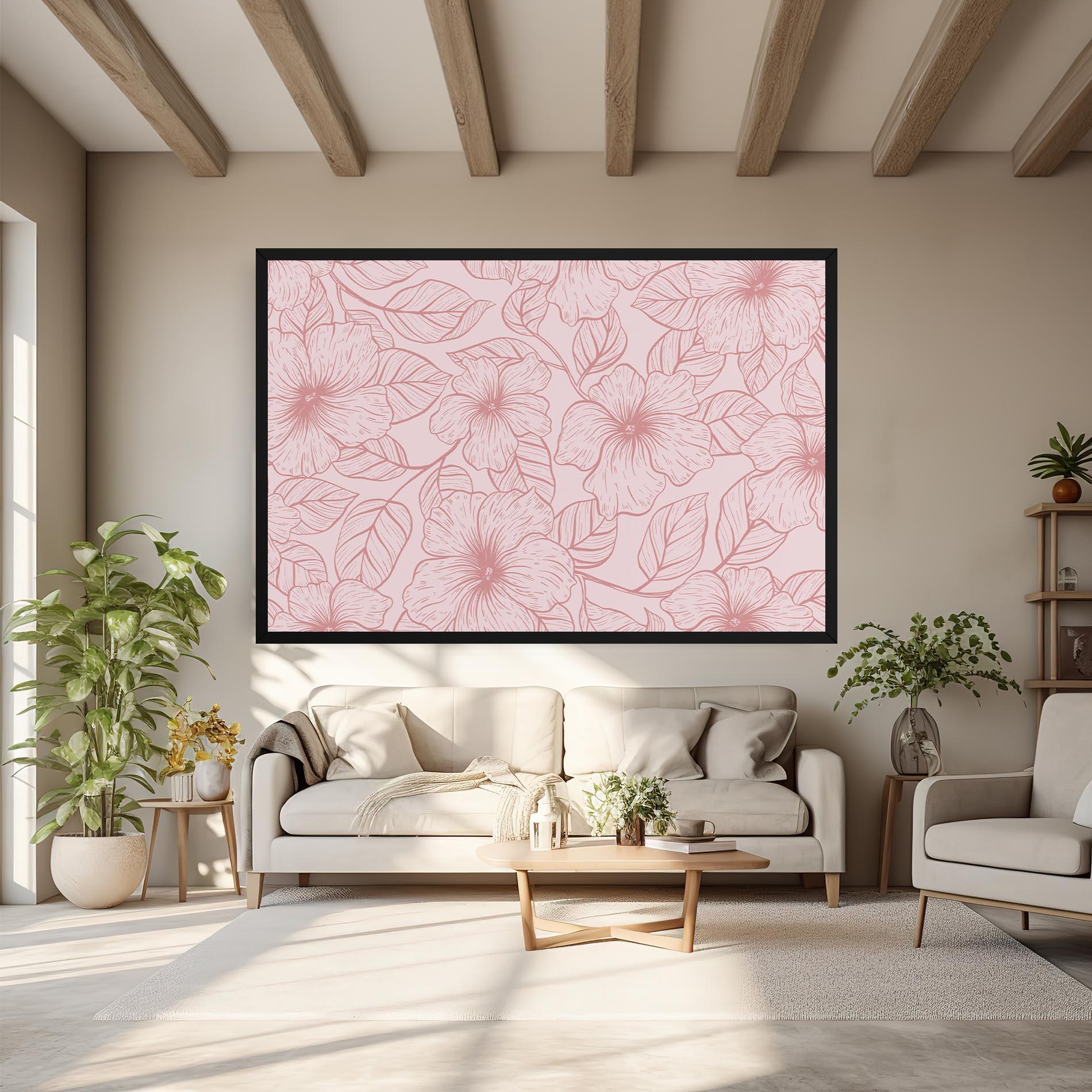 Leinwandbild Pink Line Flower mockup 6
