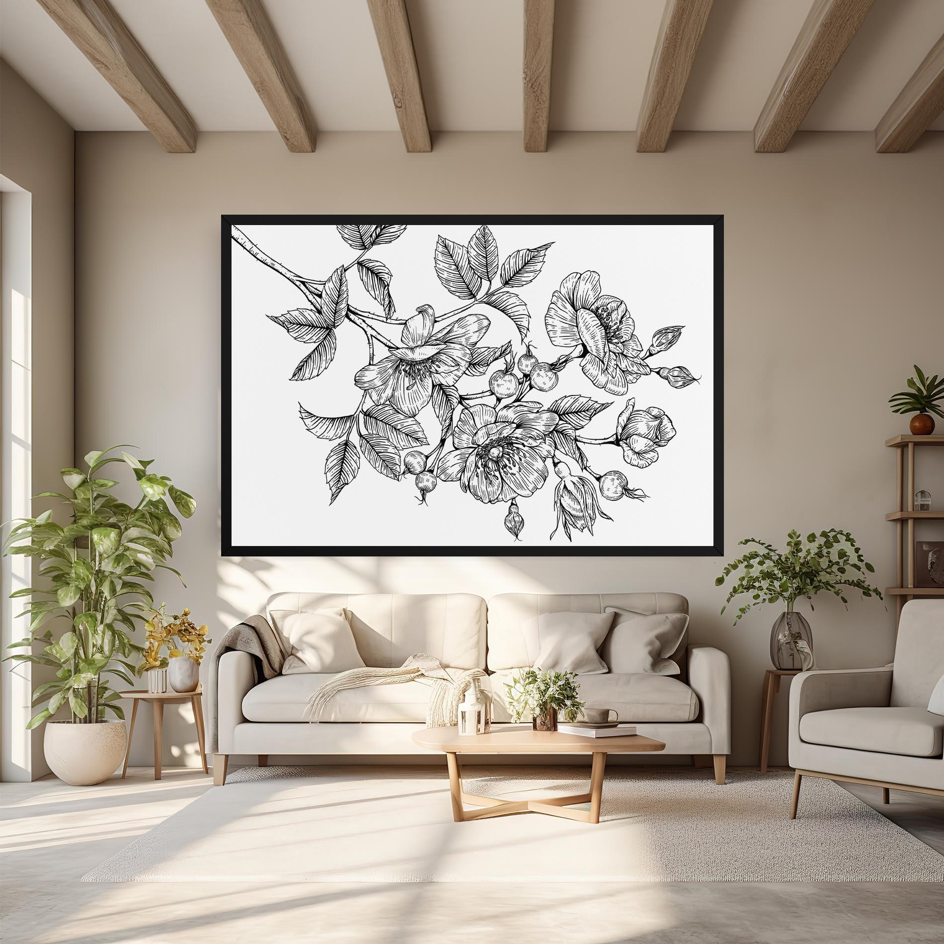 Leinwandbild Rose Black Line mockup 6