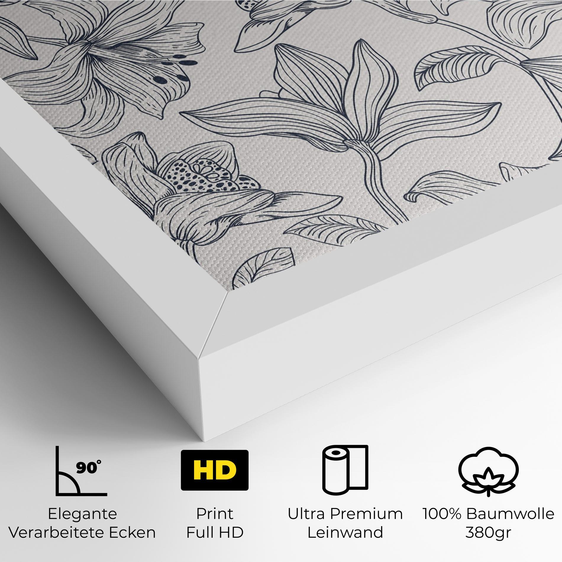 Leinwandbild Blue Patern Flower mockup 4