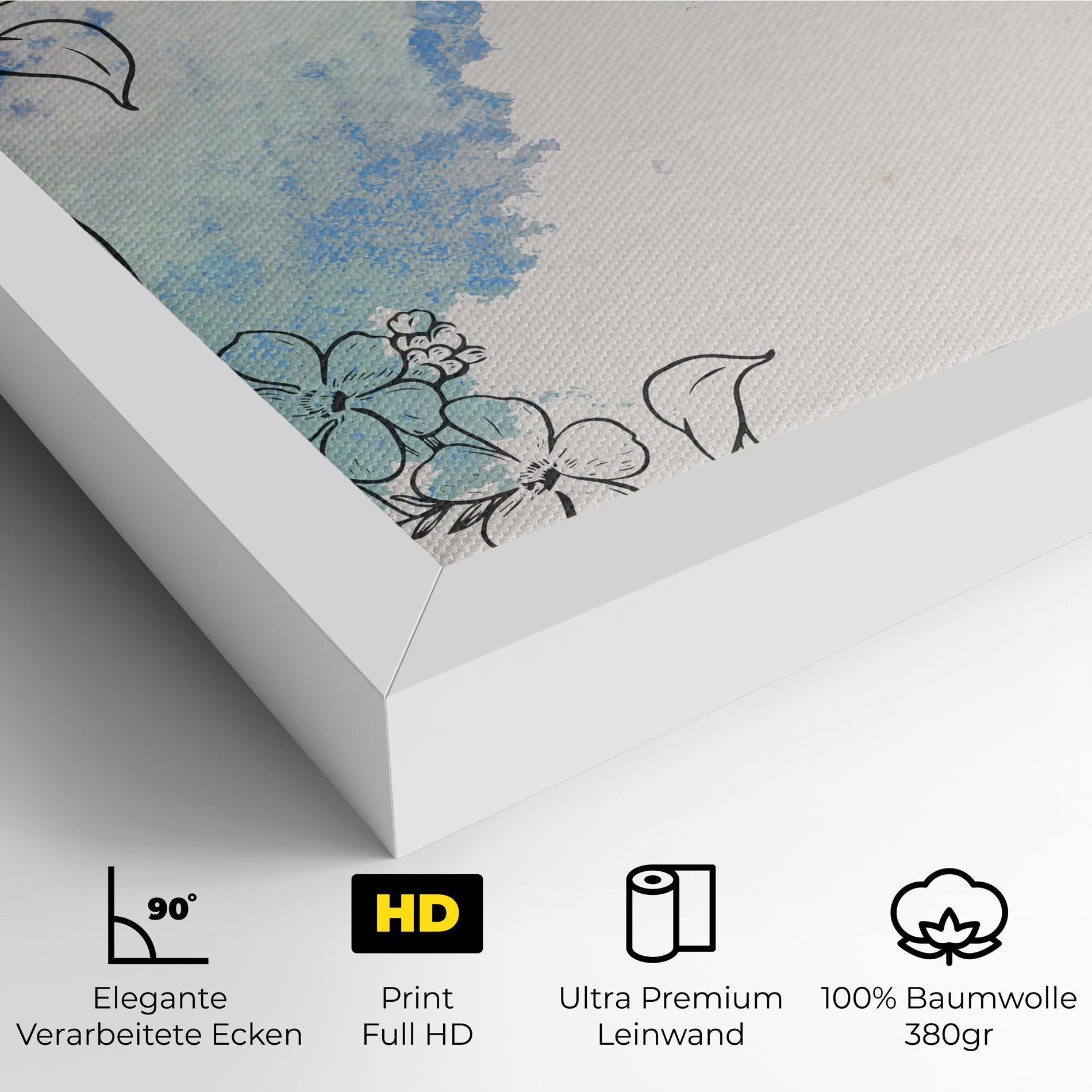 Leinwandbild Blue Watercolor Flower mockup 4