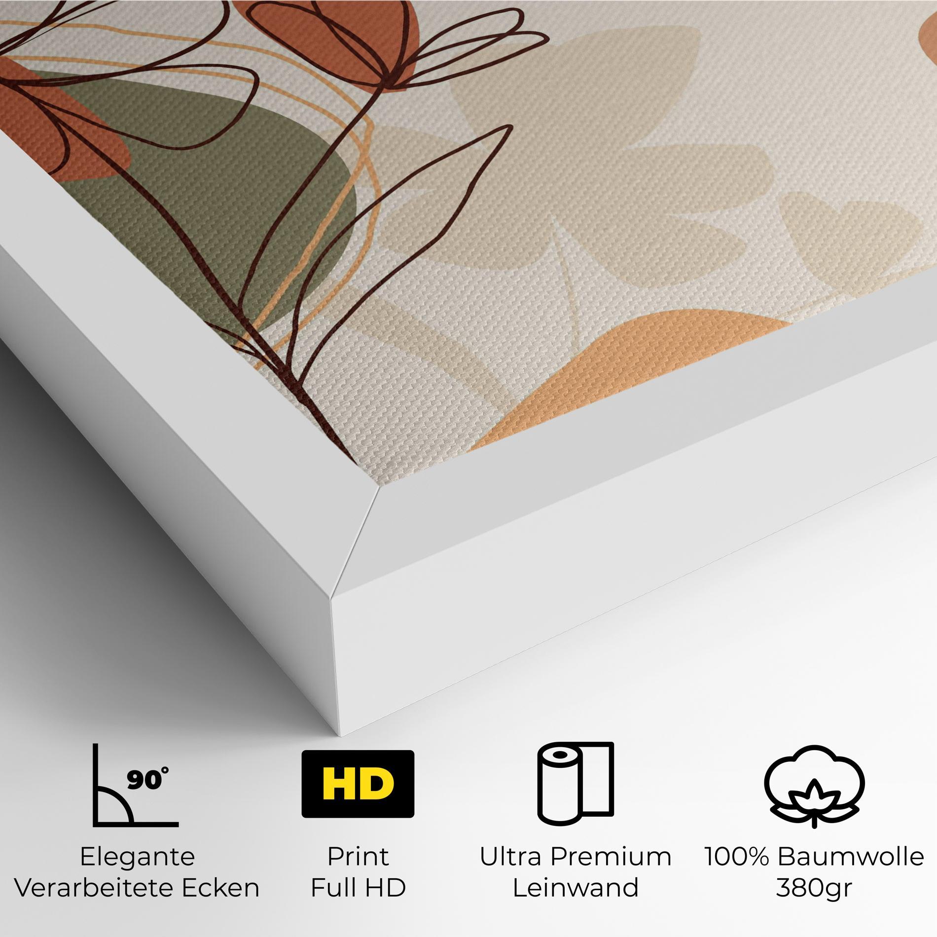 Leinwandbild Brown Line Plants mockup 4