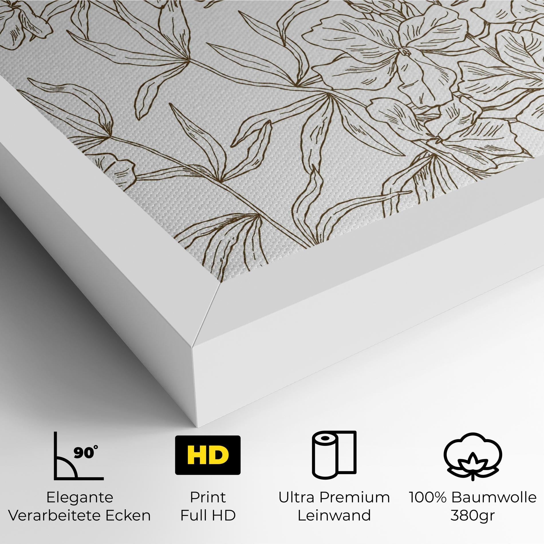 Leinwandbild Flower Brown Line mockup 4