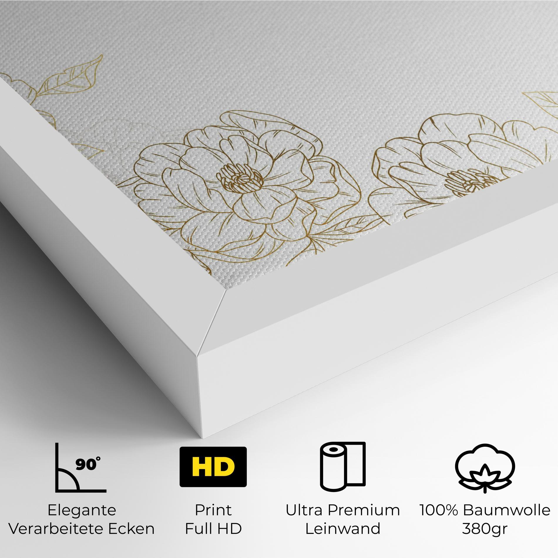 Leinwandbild Flower Gold Line mockup 4