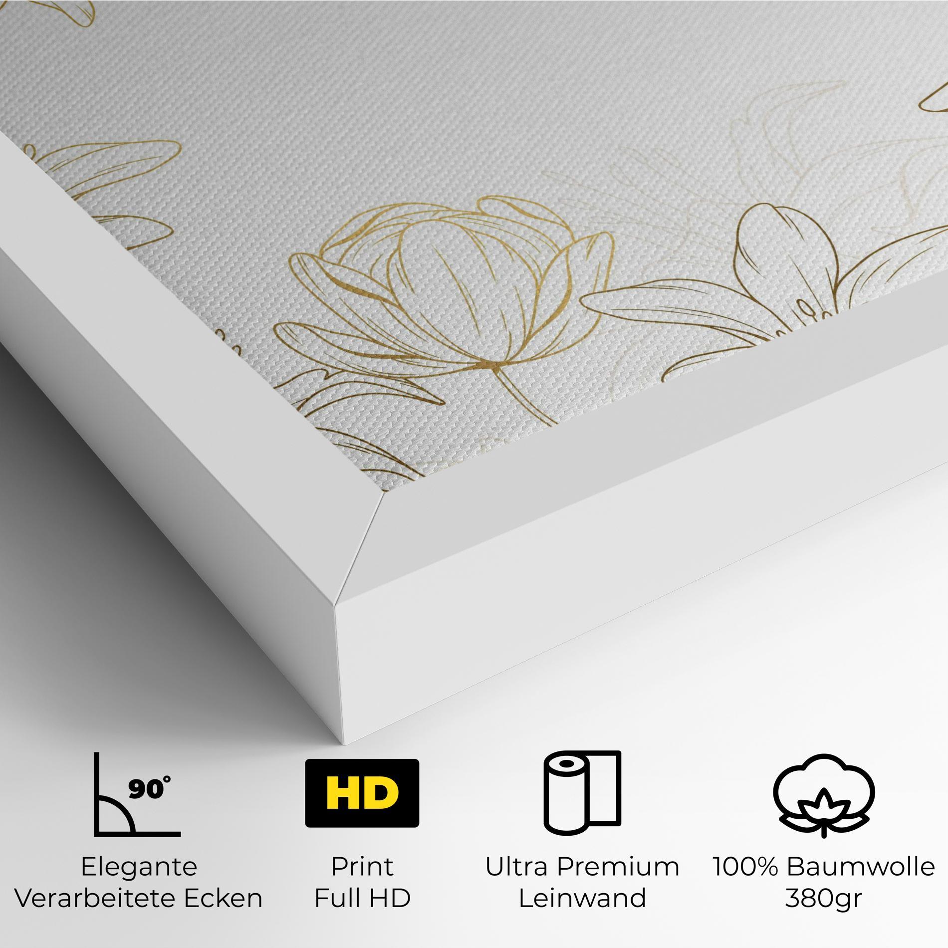 Leinwandbild Gold Line Flower mockup 4