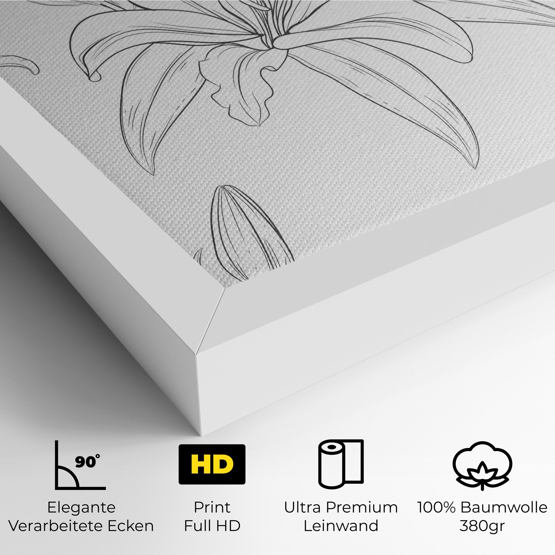 Leinwandbild Grey Line Flower mockup 4