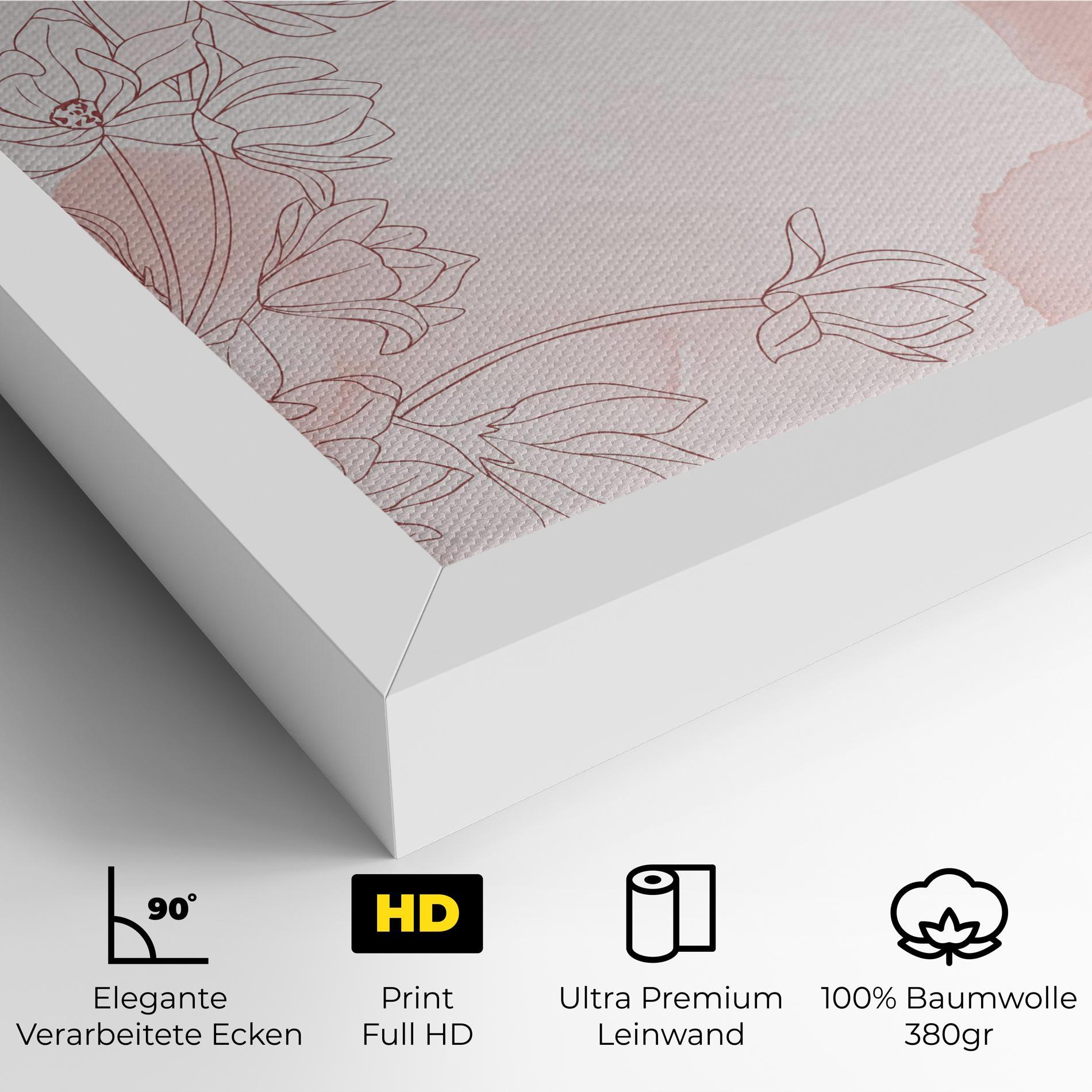Leinwandbild Pink Flower Line mockup 4