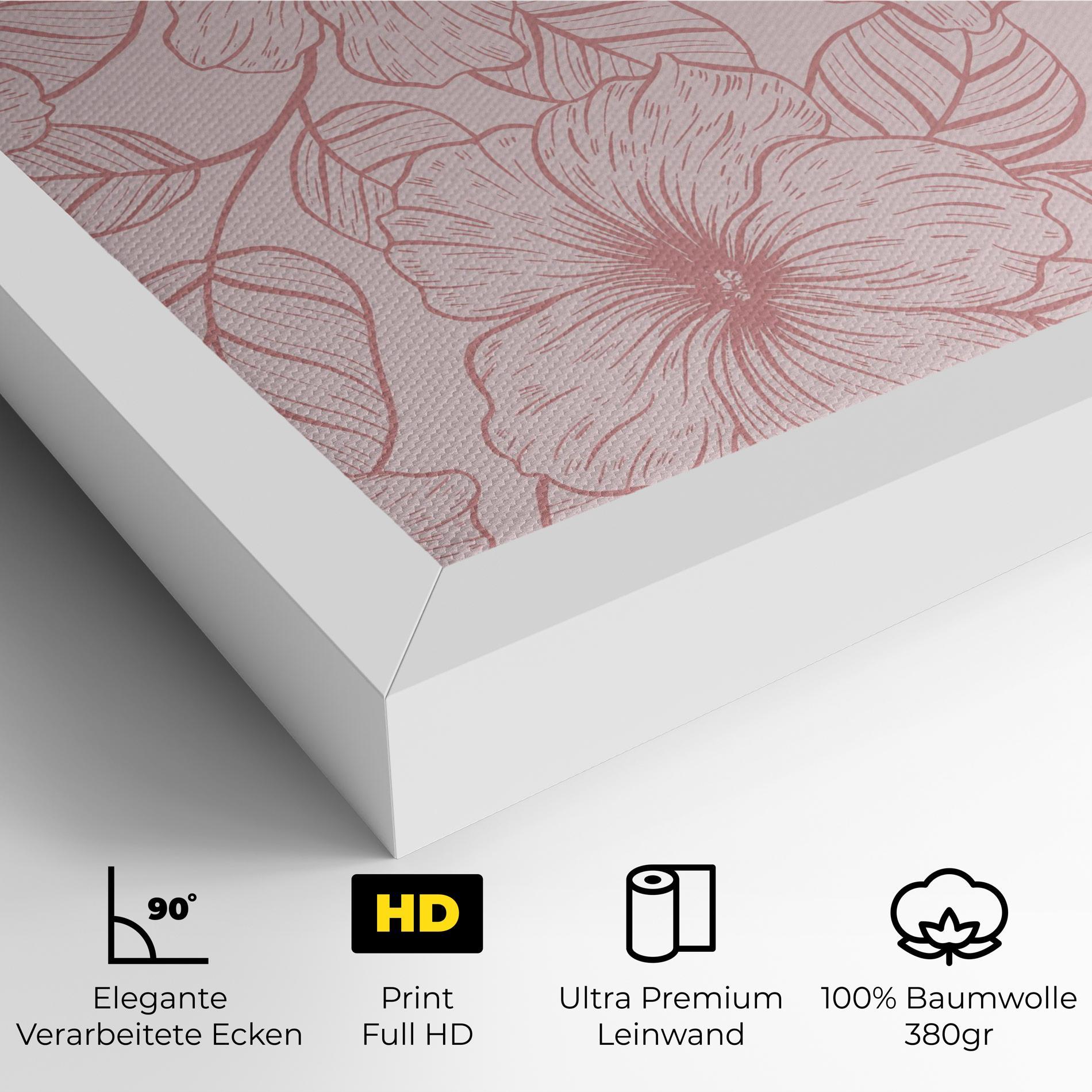 Leinwandbild Pink Line Flower mockup 4