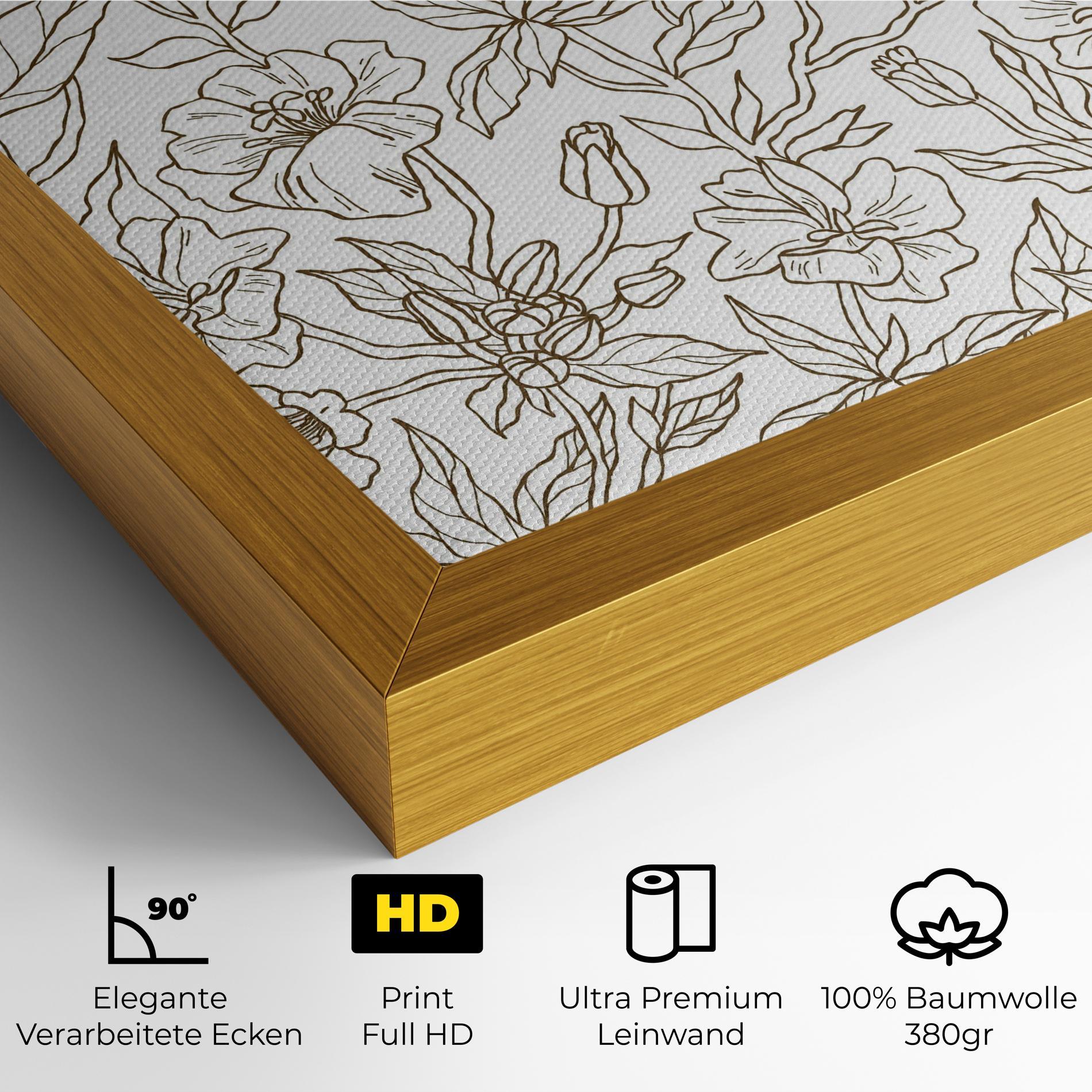 Leinwandbild Cream Line Flowers mockup 4