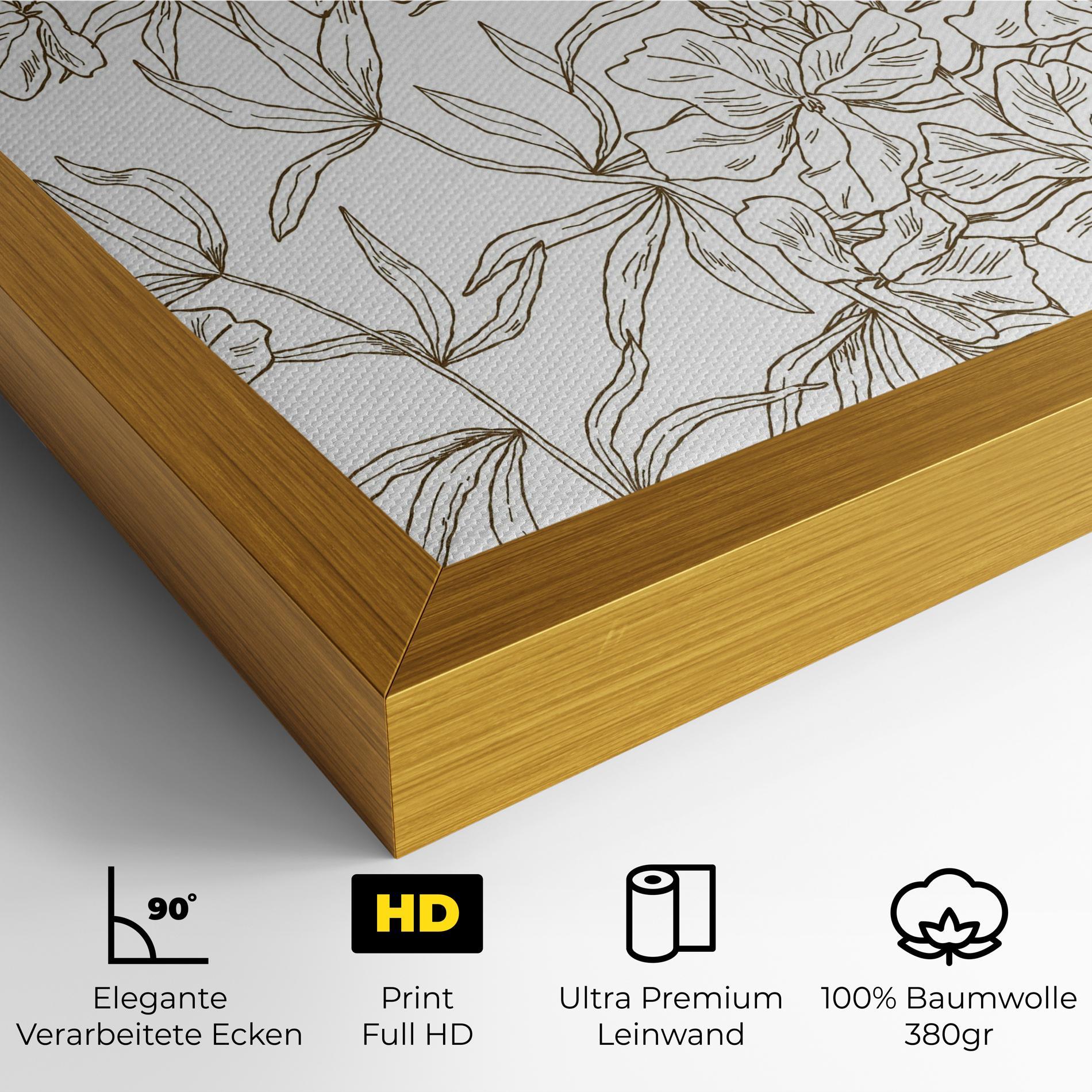 Leinwandbild Flower Brown Line mockup 4