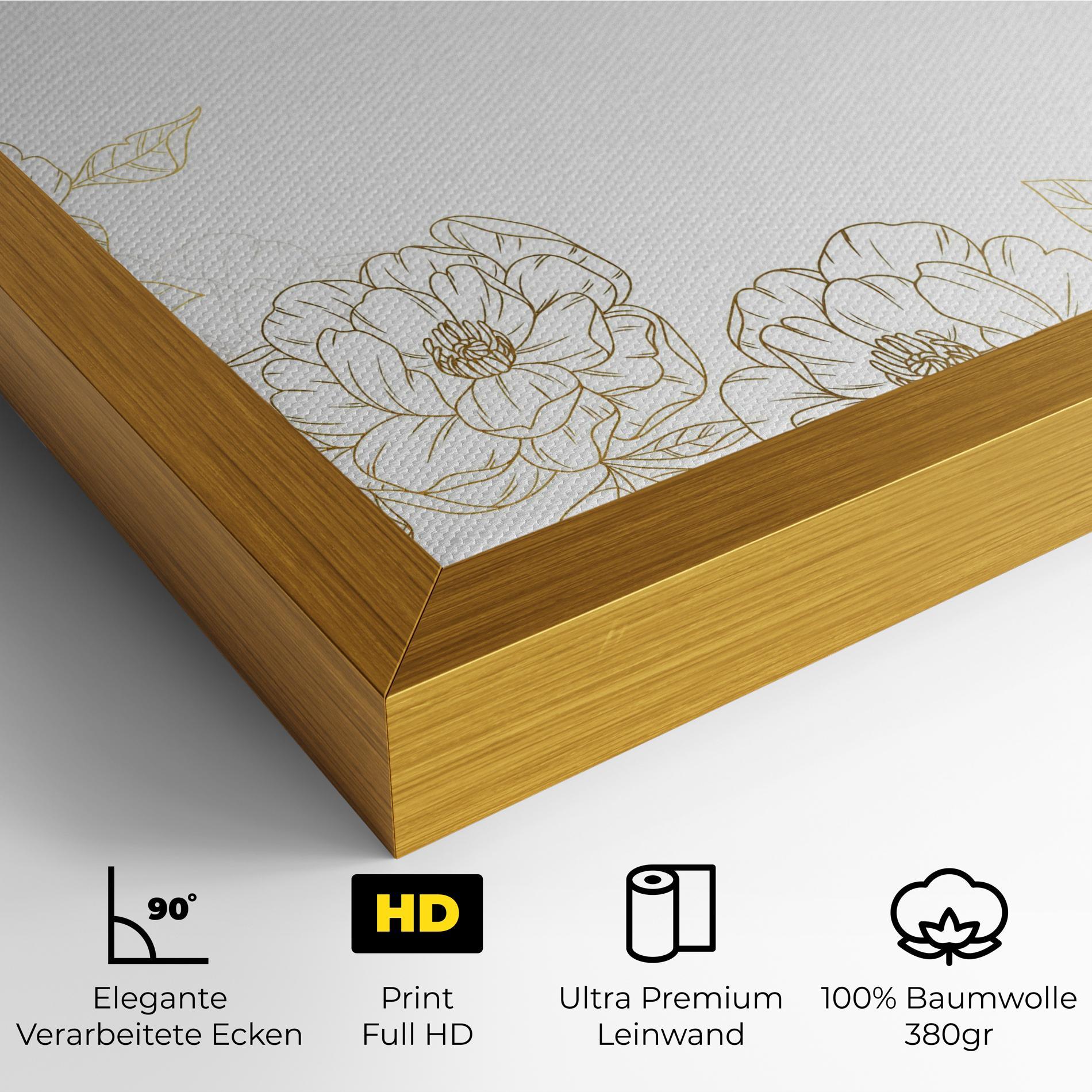 Leinwandbild Flower Gold Line mockup 4