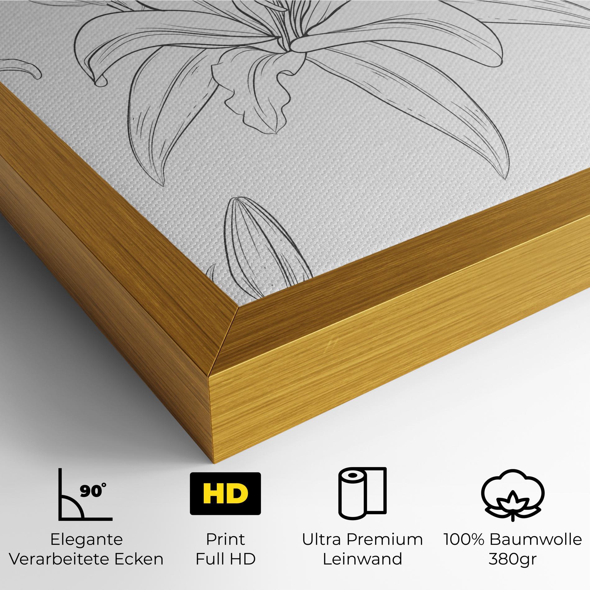 Leinwandbild Grey Line Flower mockup 4