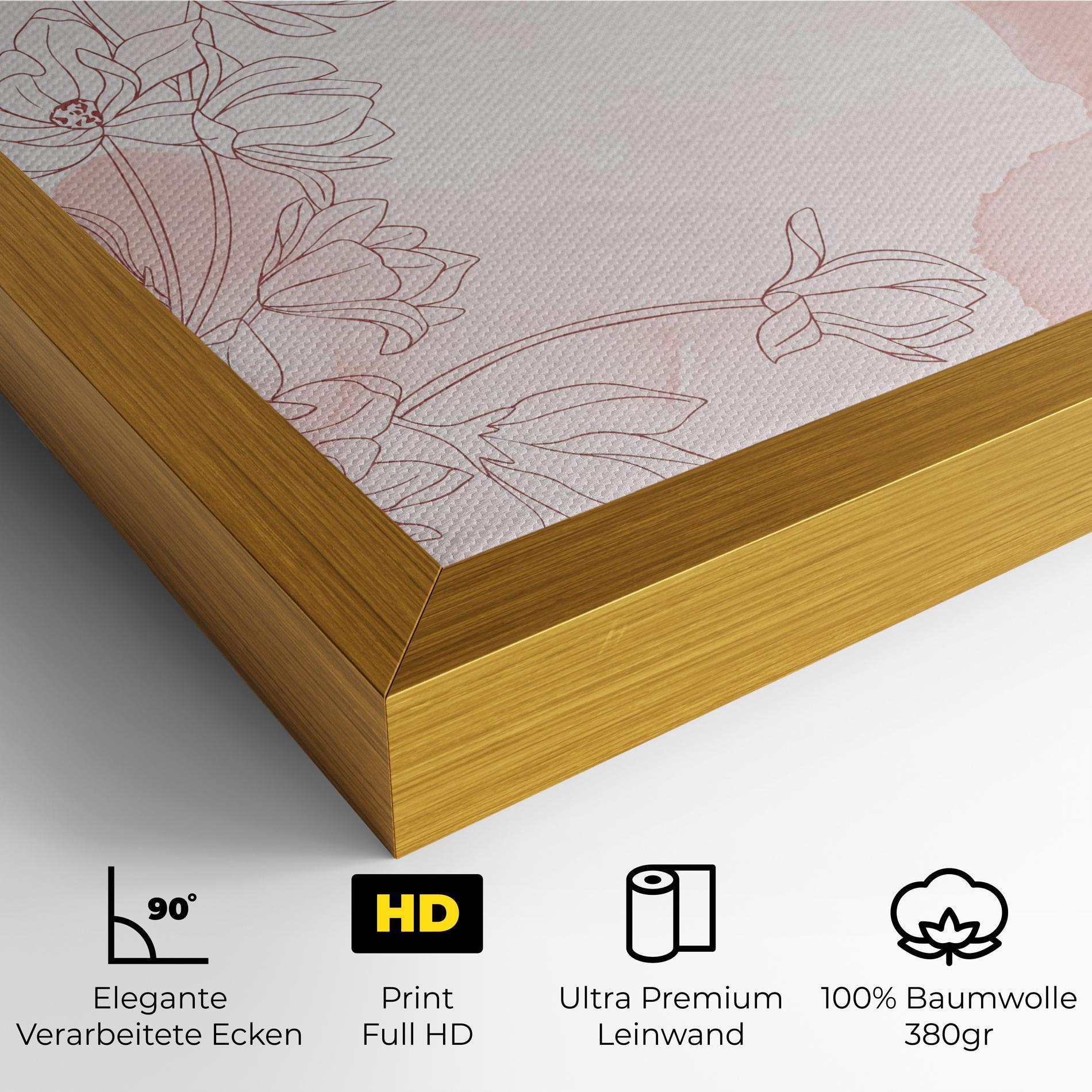 Leinwandbild Pink Flower Line mockup 4
