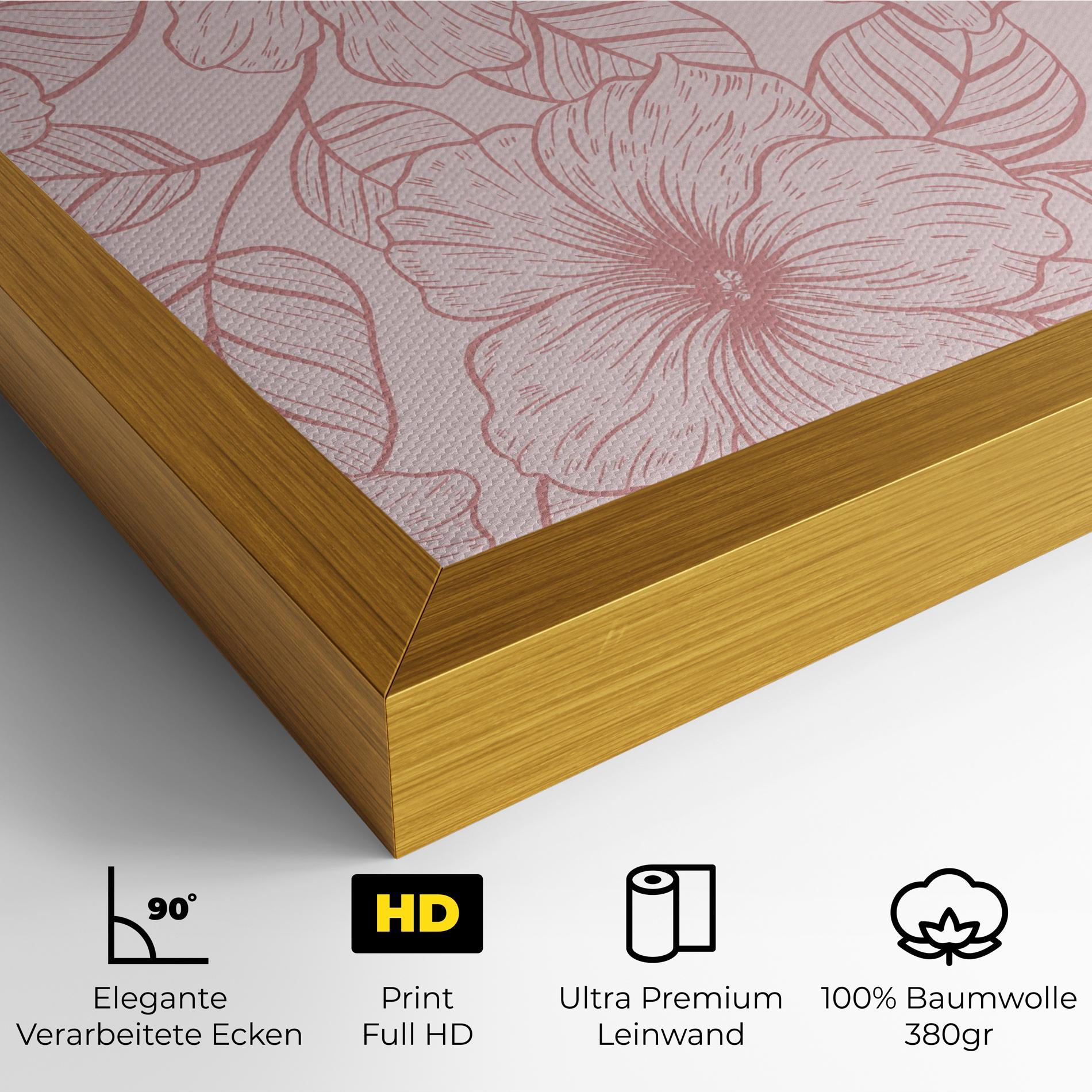 Leinwandbild Pink Line Flower mockup 4