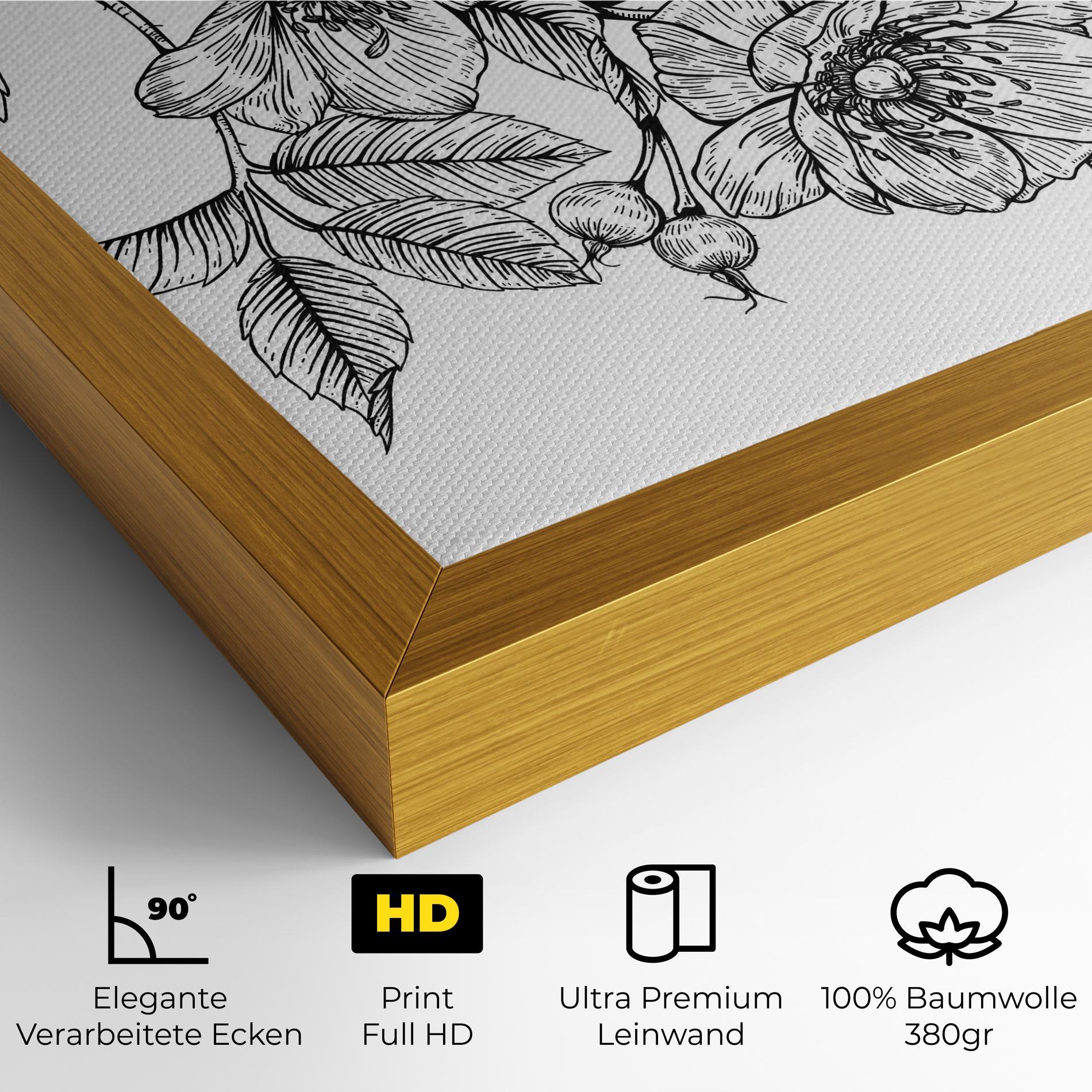 Leinwandbild Rose Black Line mockup 4