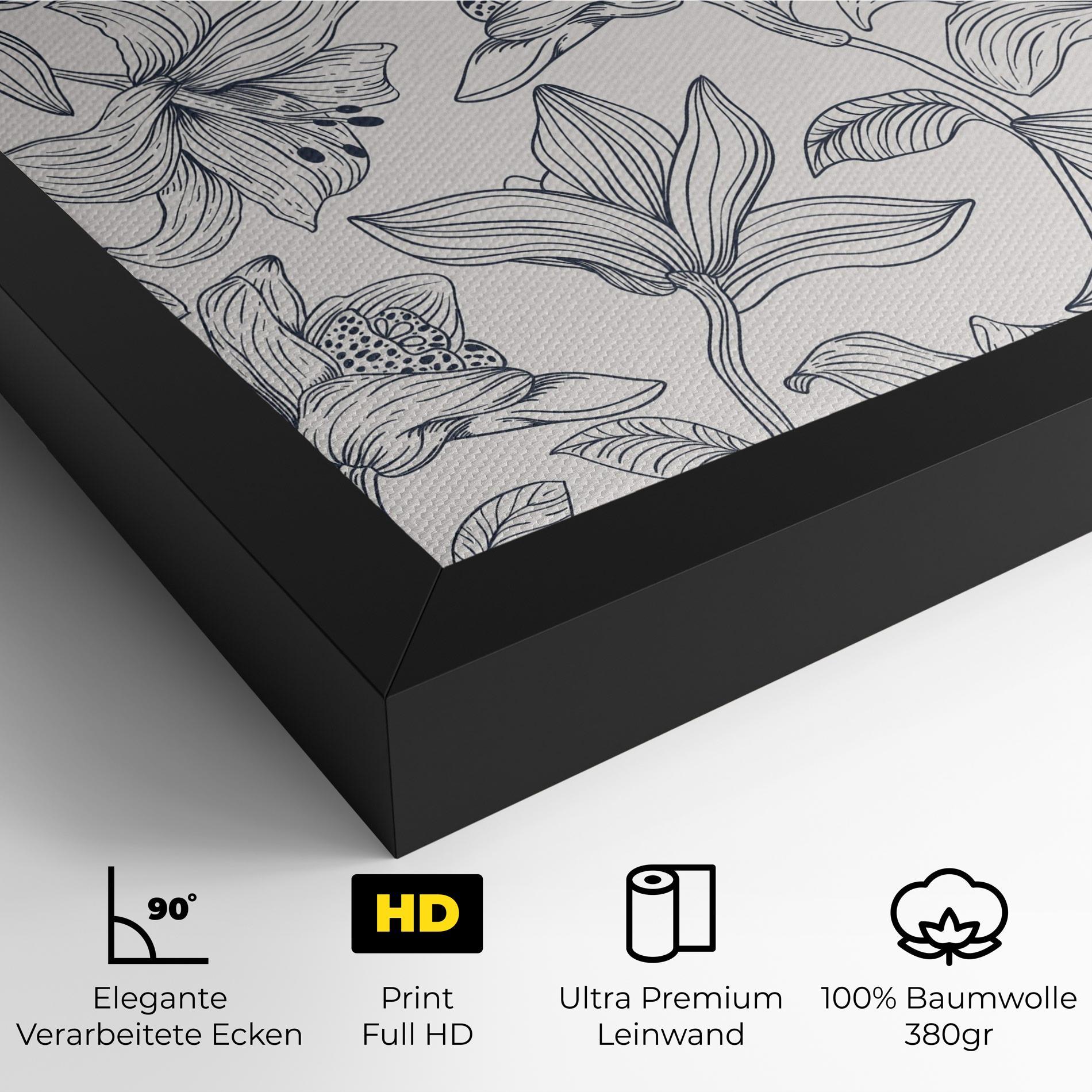 Leinwandbild Blue Patern Flower mockup 4