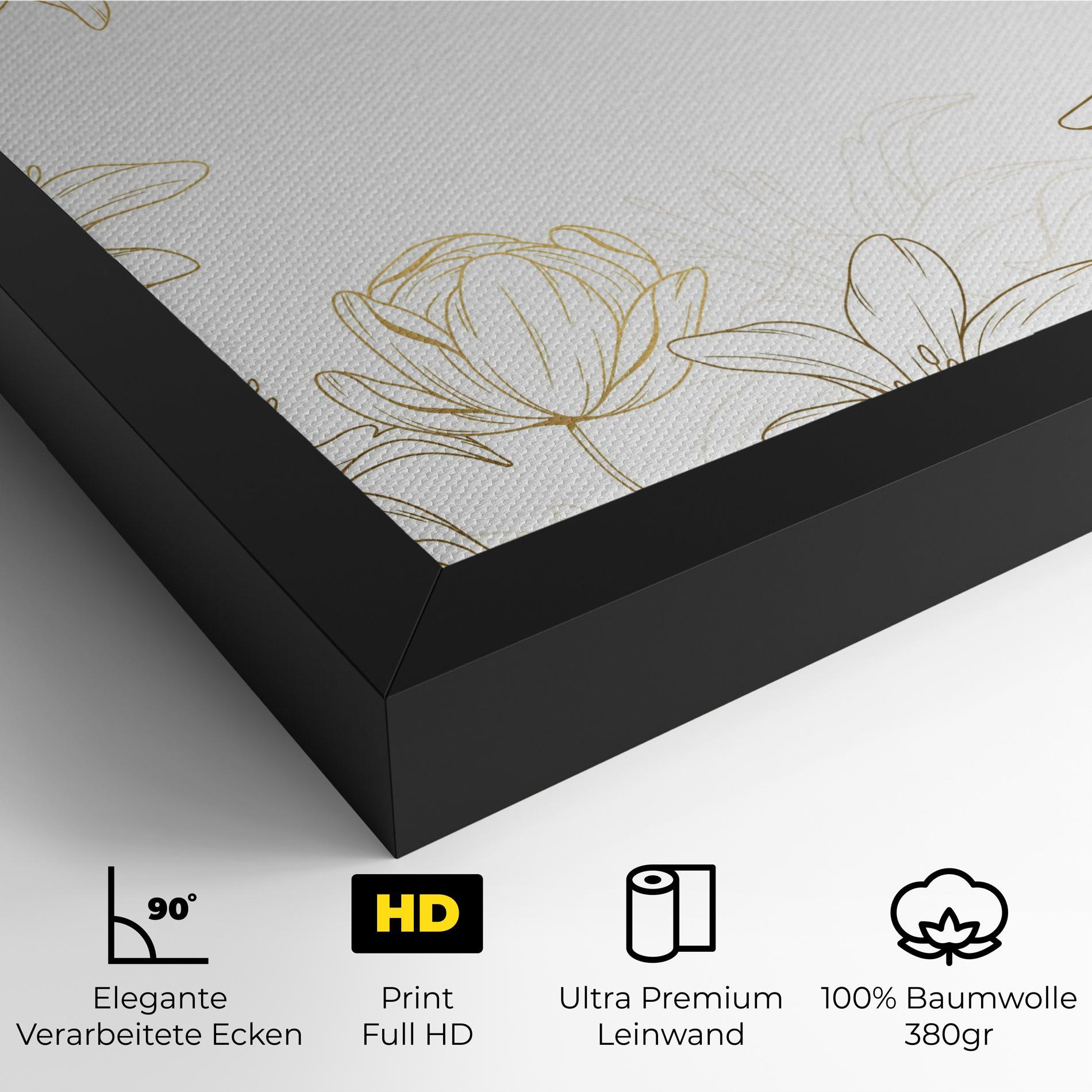 Leinwandbild Gold Line Flower mockup 4