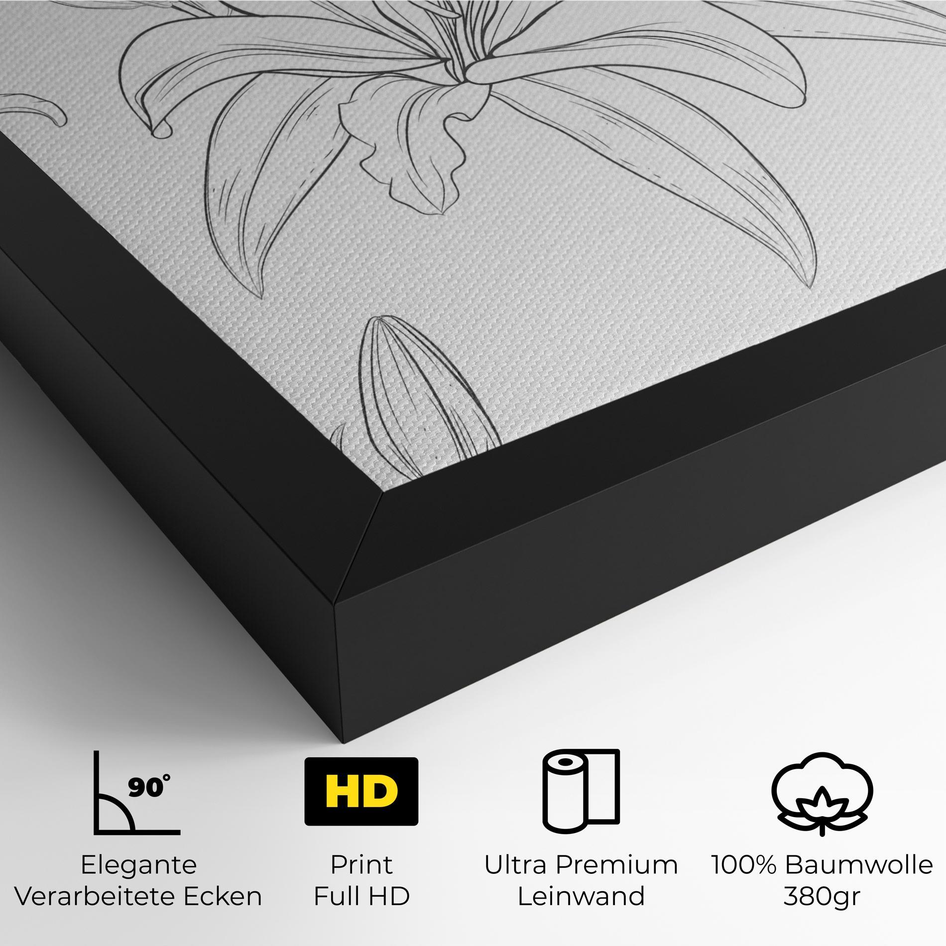 Leinwandbild Grey Line Flower mockup 4