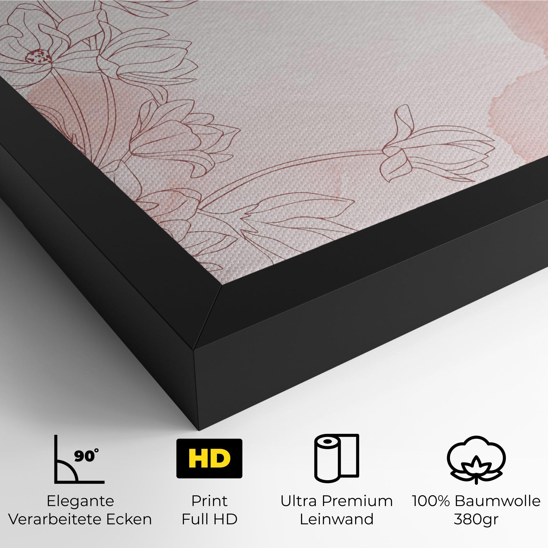 Leinwandbild Pink Flower Line mockup 4