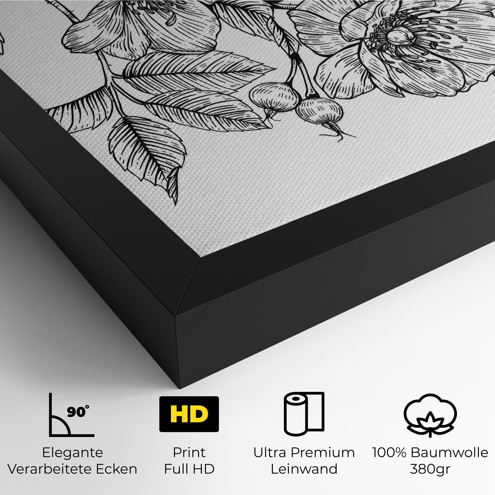 Leinwandbild Rose Black Line mockup 4