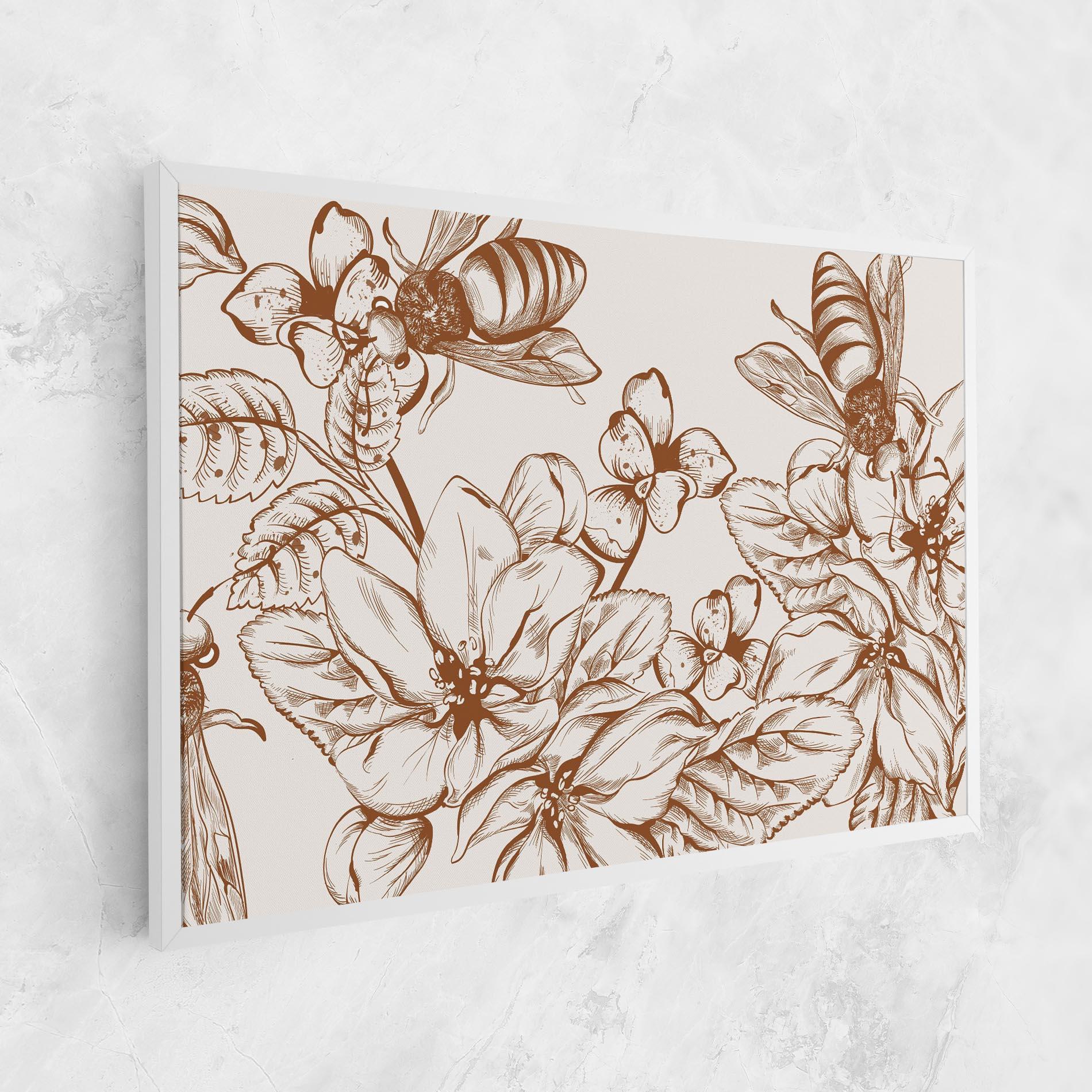 Leinwandbild Bee Flower Line mockup 1