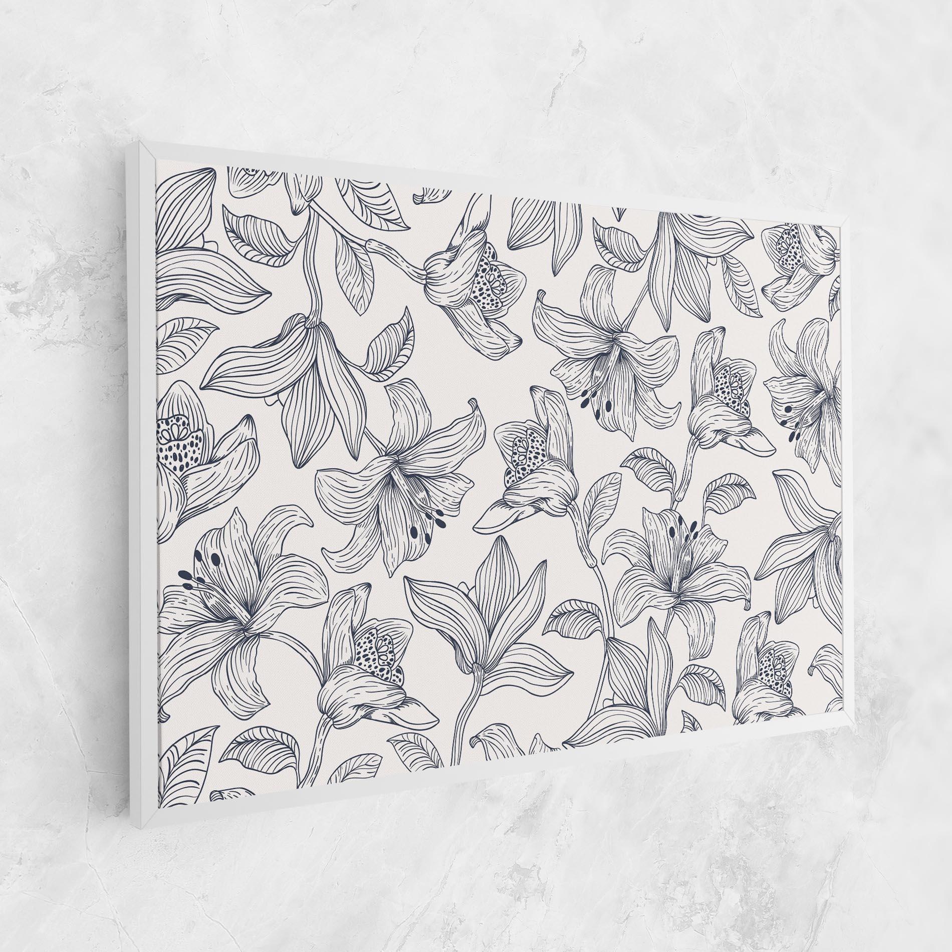 Leinwandbild Blue Patern Flower mockup 1