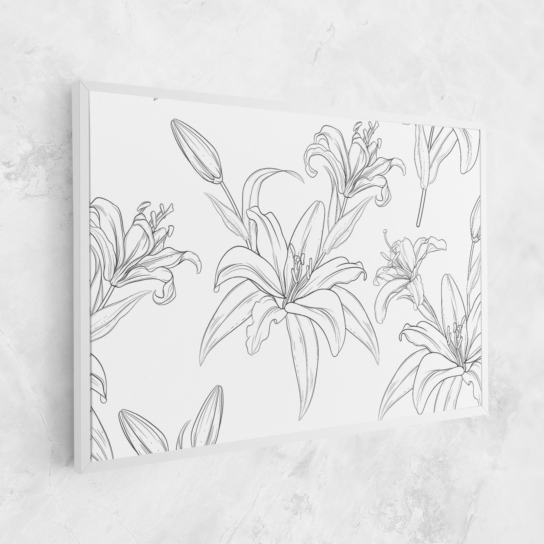 Leinwandbild Grey Line Flower mockup 1