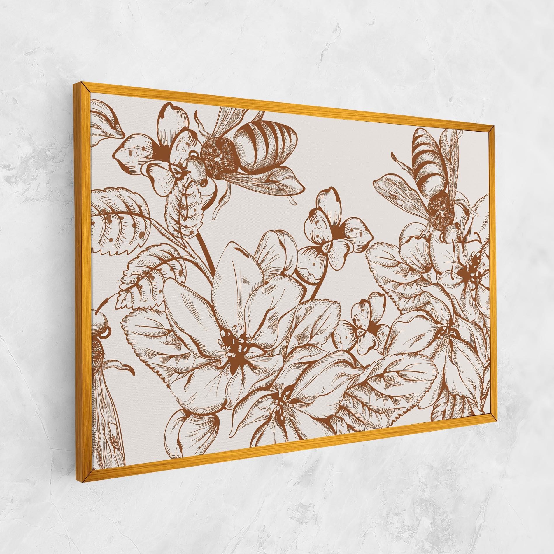 Leinwandbild Bee Flower Line mockup 1