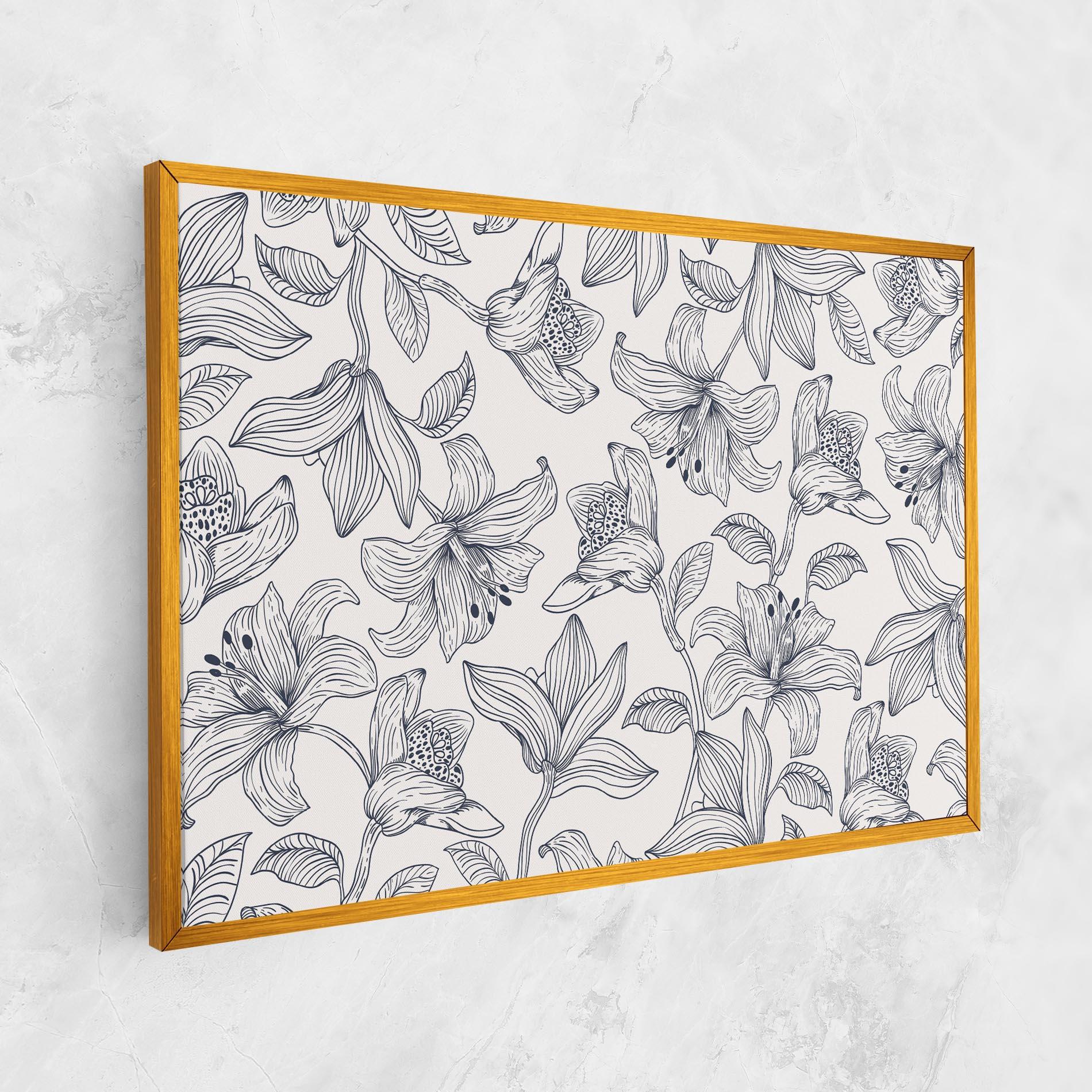 Leinwandbild Blue Patern Flower mockup 1