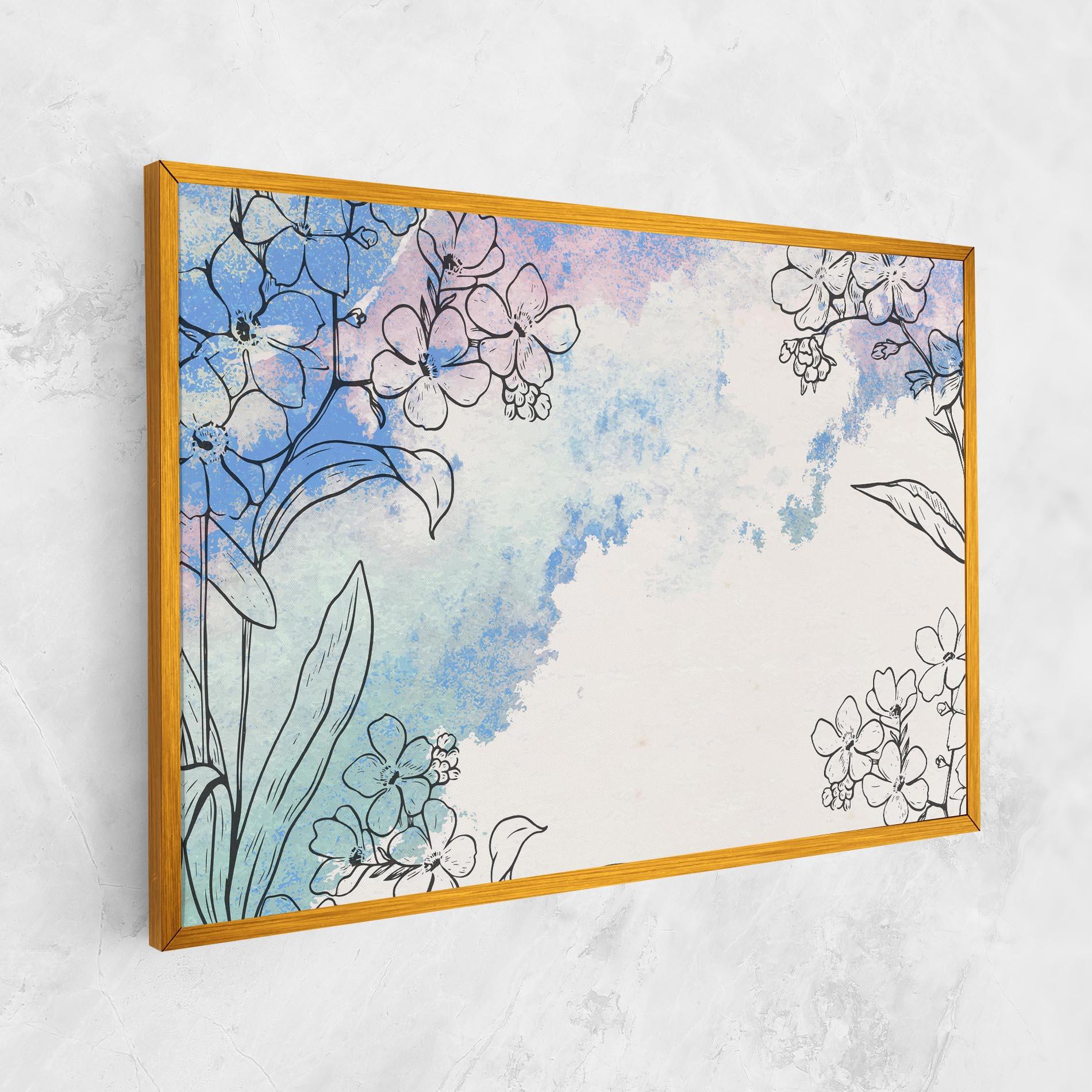 Leinwandbild Blue Watercolor Flower mockup 1