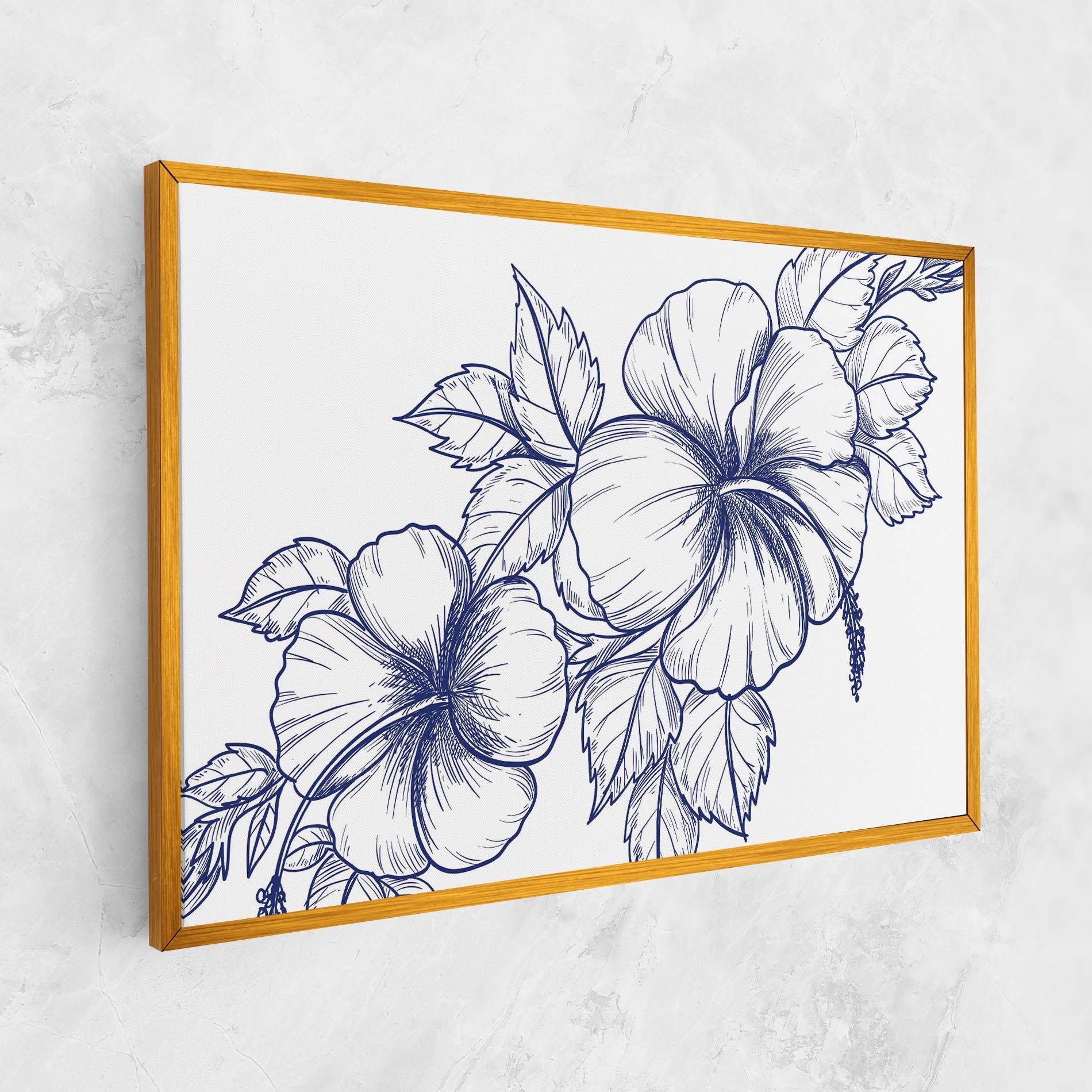 Leinwandbild Dark Blue Line Flower mockup 1